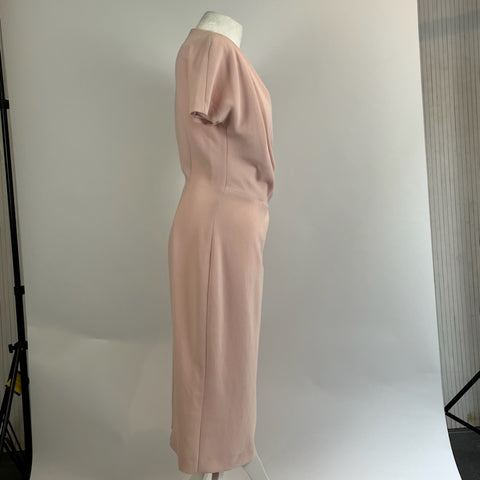 Bottega Veneta Baby Pink Crepe Wrap Detail Belted Midi Dress L