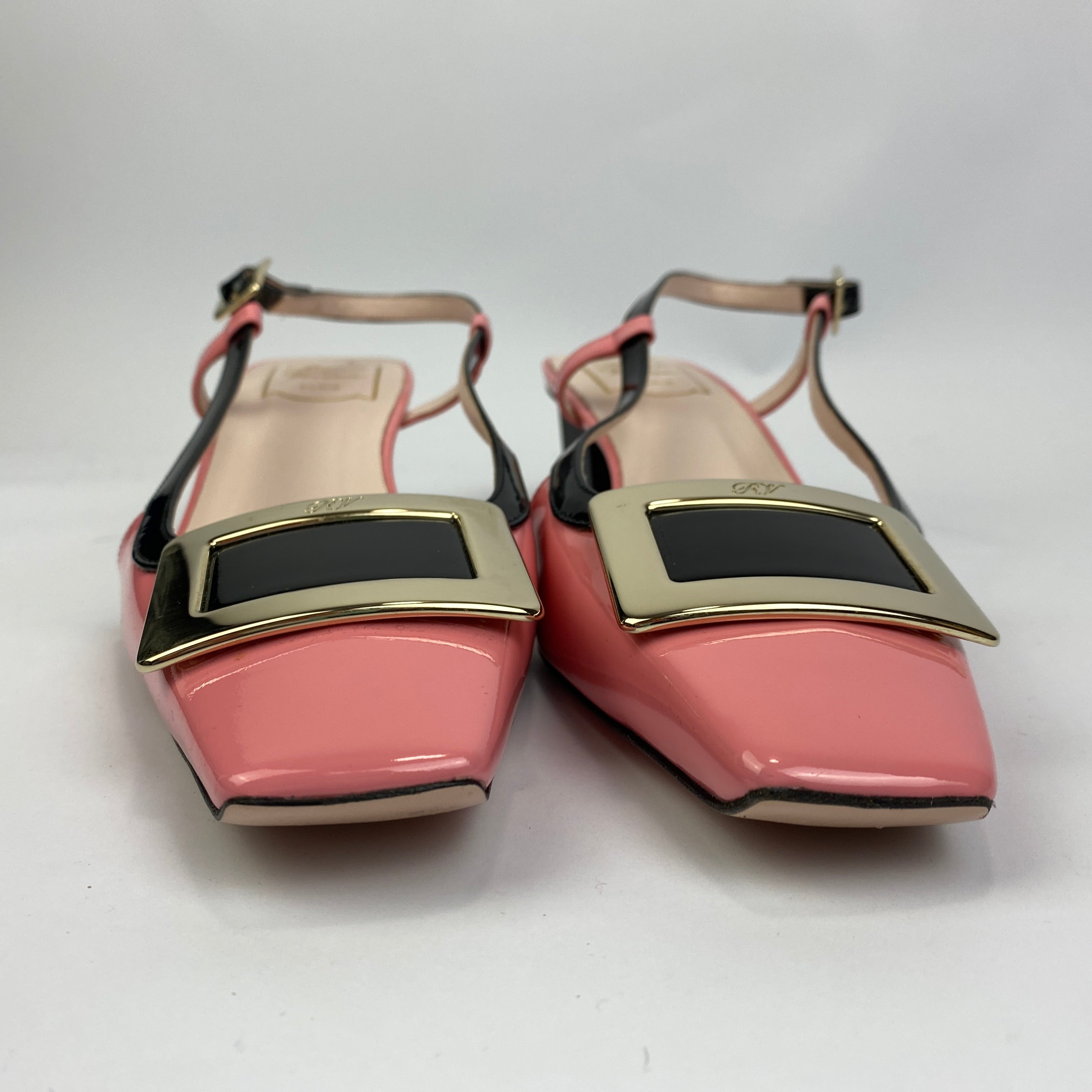 Roger Vivier £820 Sugar Pink Patent Belle Viver 45 Slingbacks 41