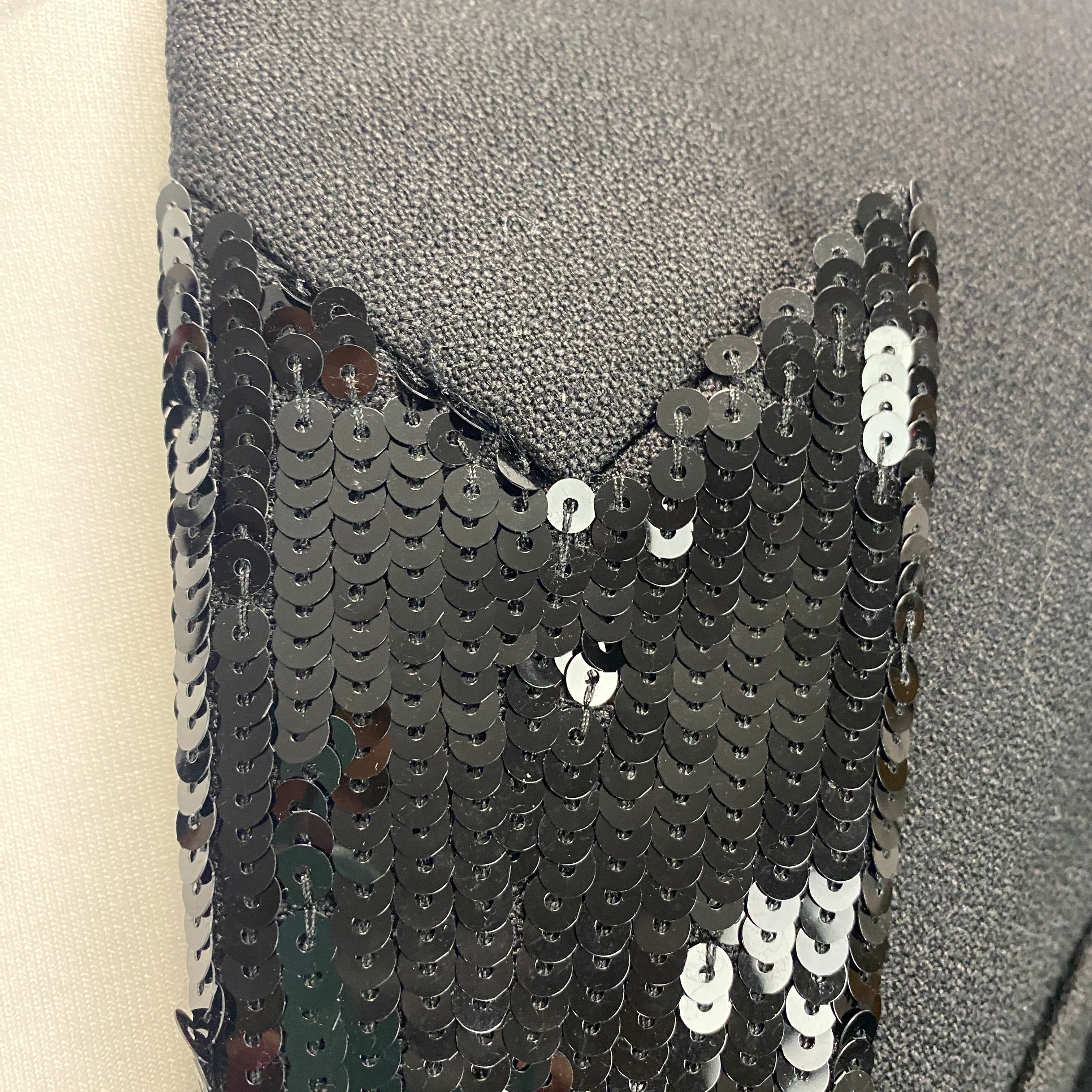 Saint Laurent New Sequin Lapel Wool Crop Jacket XS