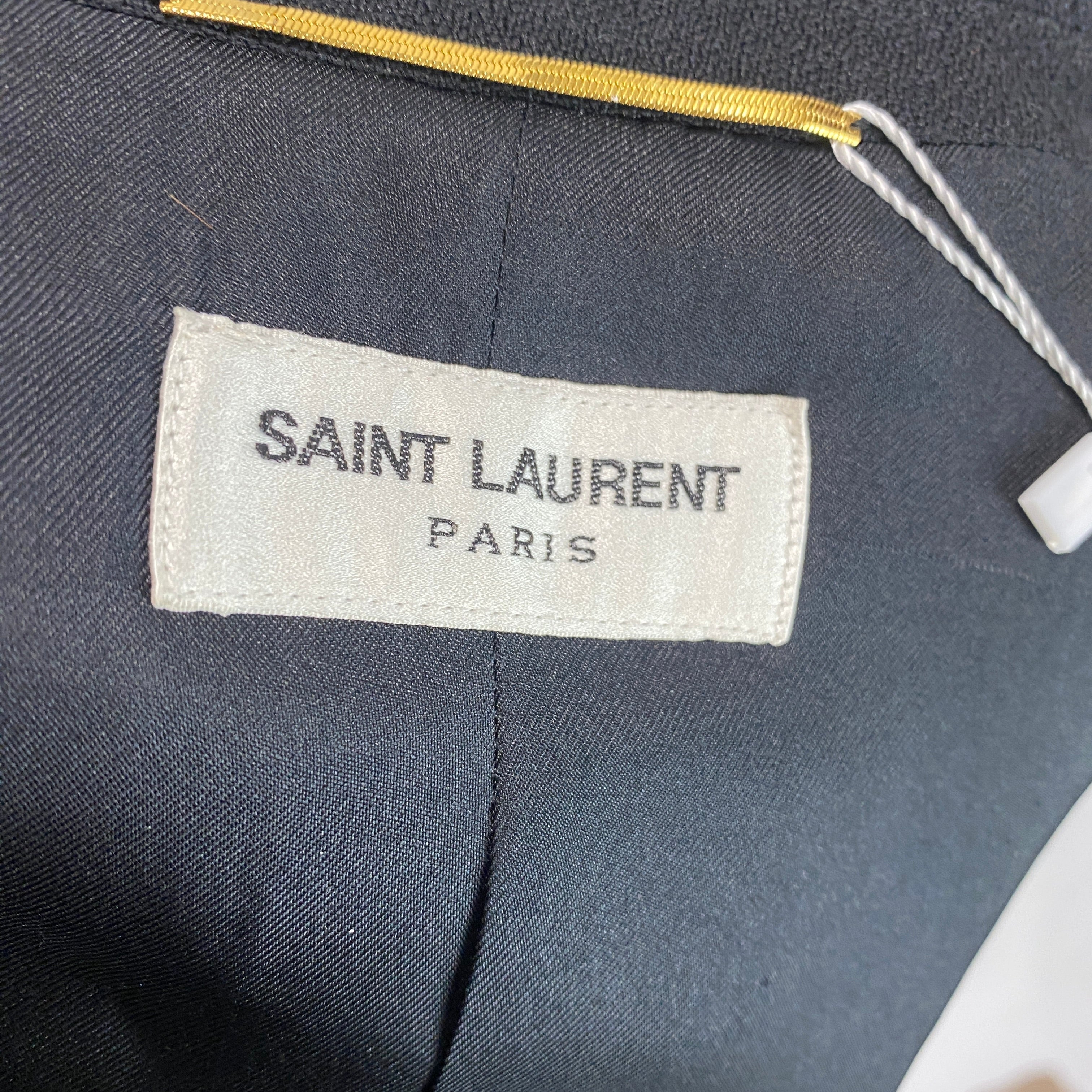 Saint Laurent New Sequin Lapel Wool Crop Jacket XS