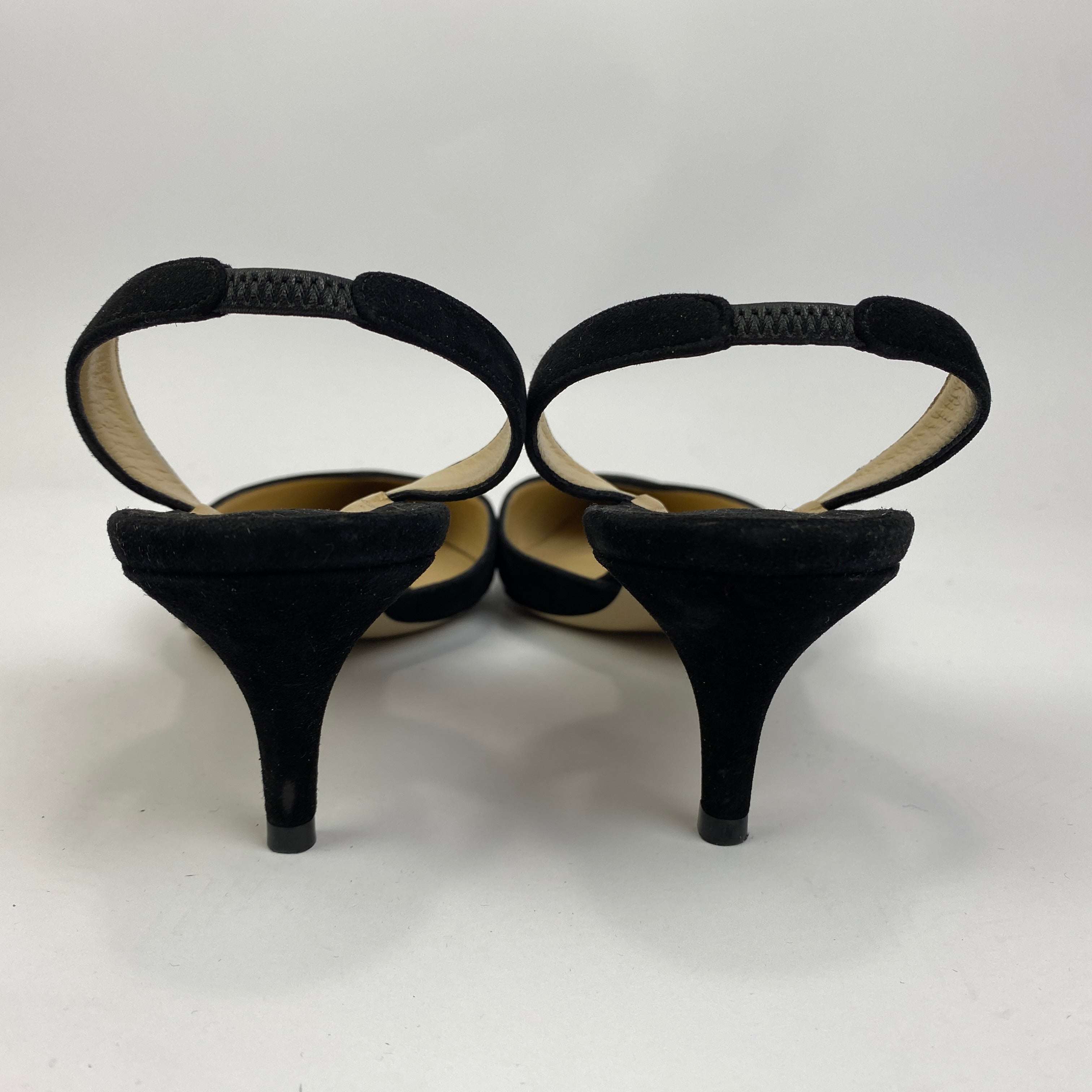 Paul Andrew Black Suede Slingback Heels 40.5