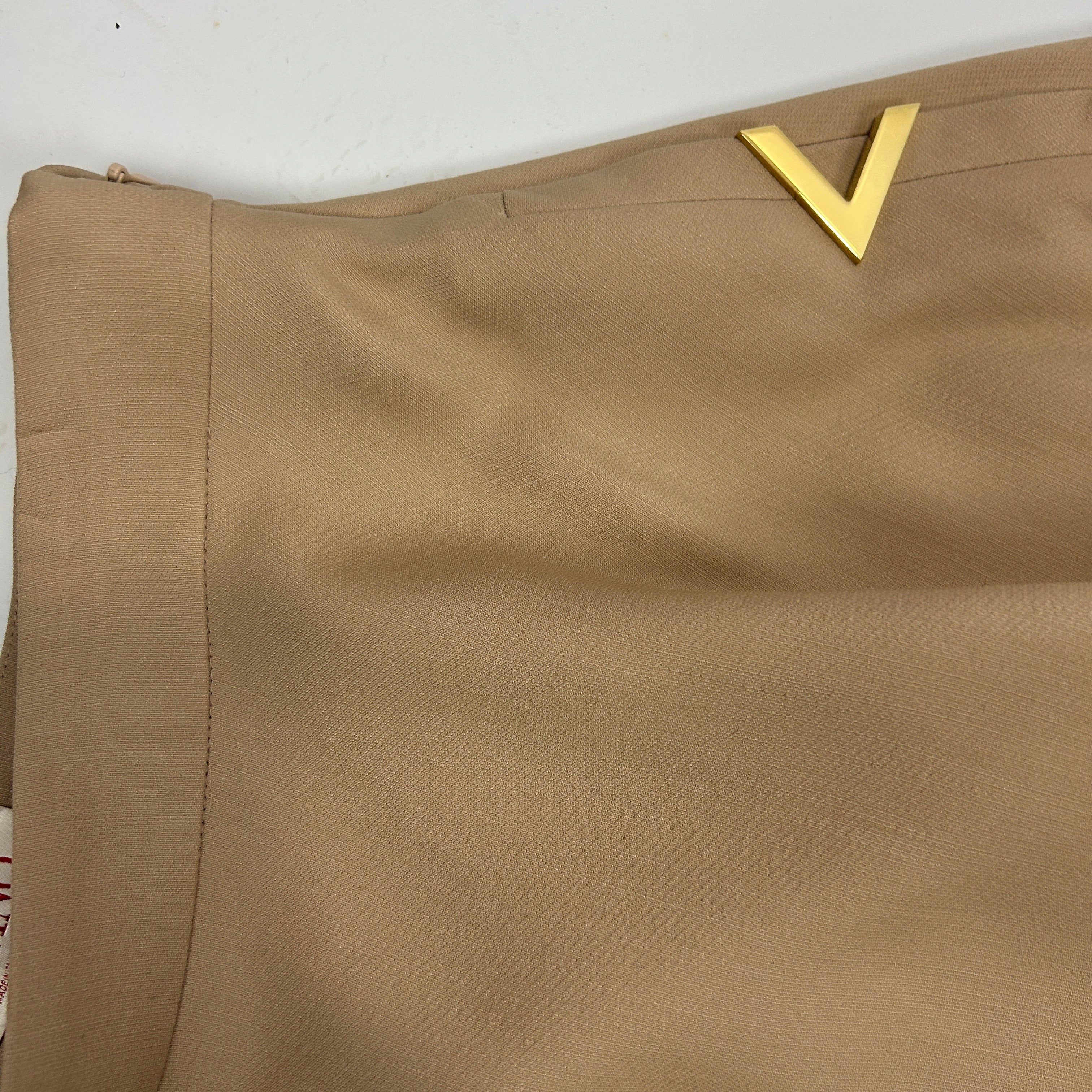 Valentino New £2850 Poudre V-Logo Wool & Silk A-Line Skirt XS