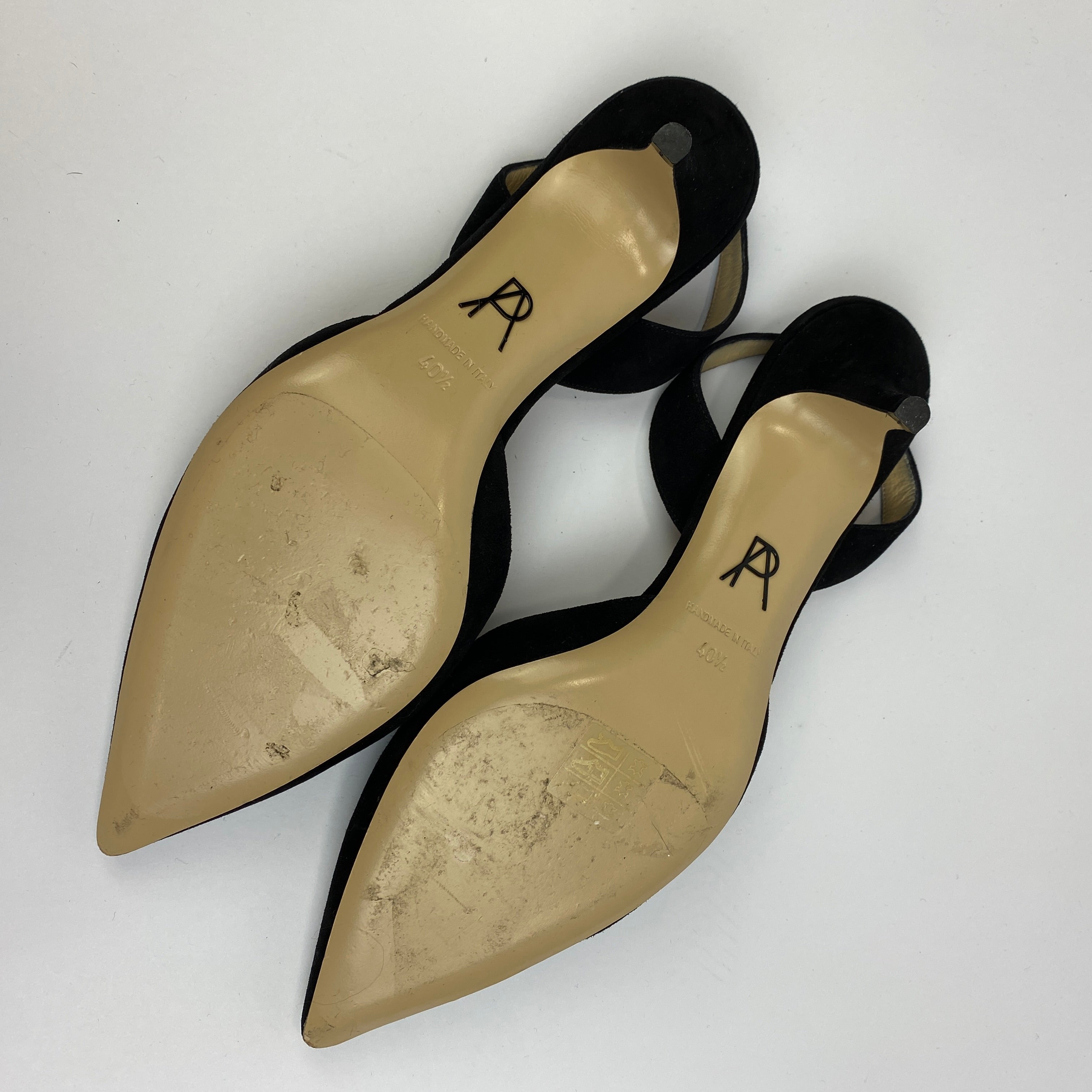 Paul Andrew Black Suede Slingback Heels 40.5