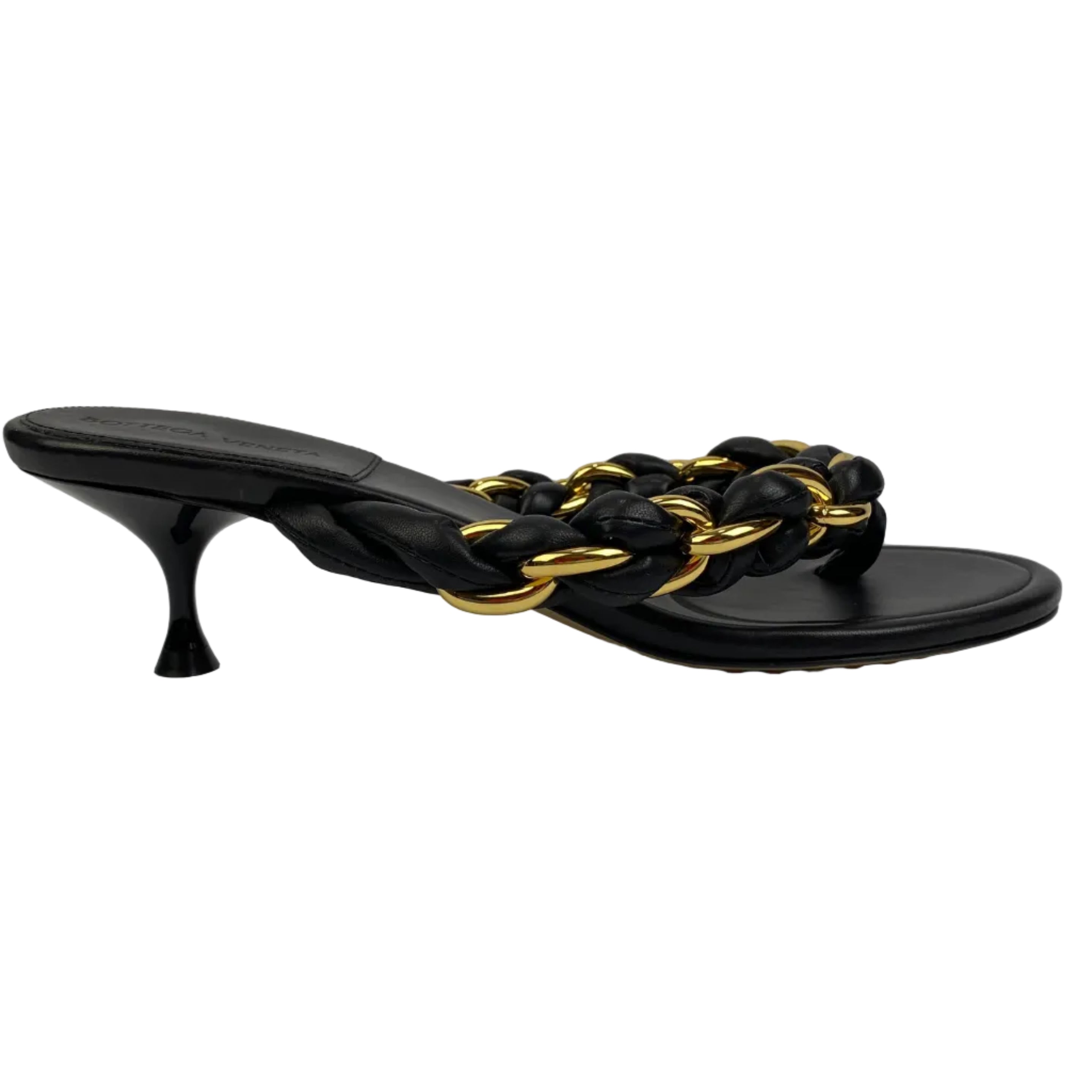Bottega Veneta £1325 Black & Gold Dot Mule Sandals 40