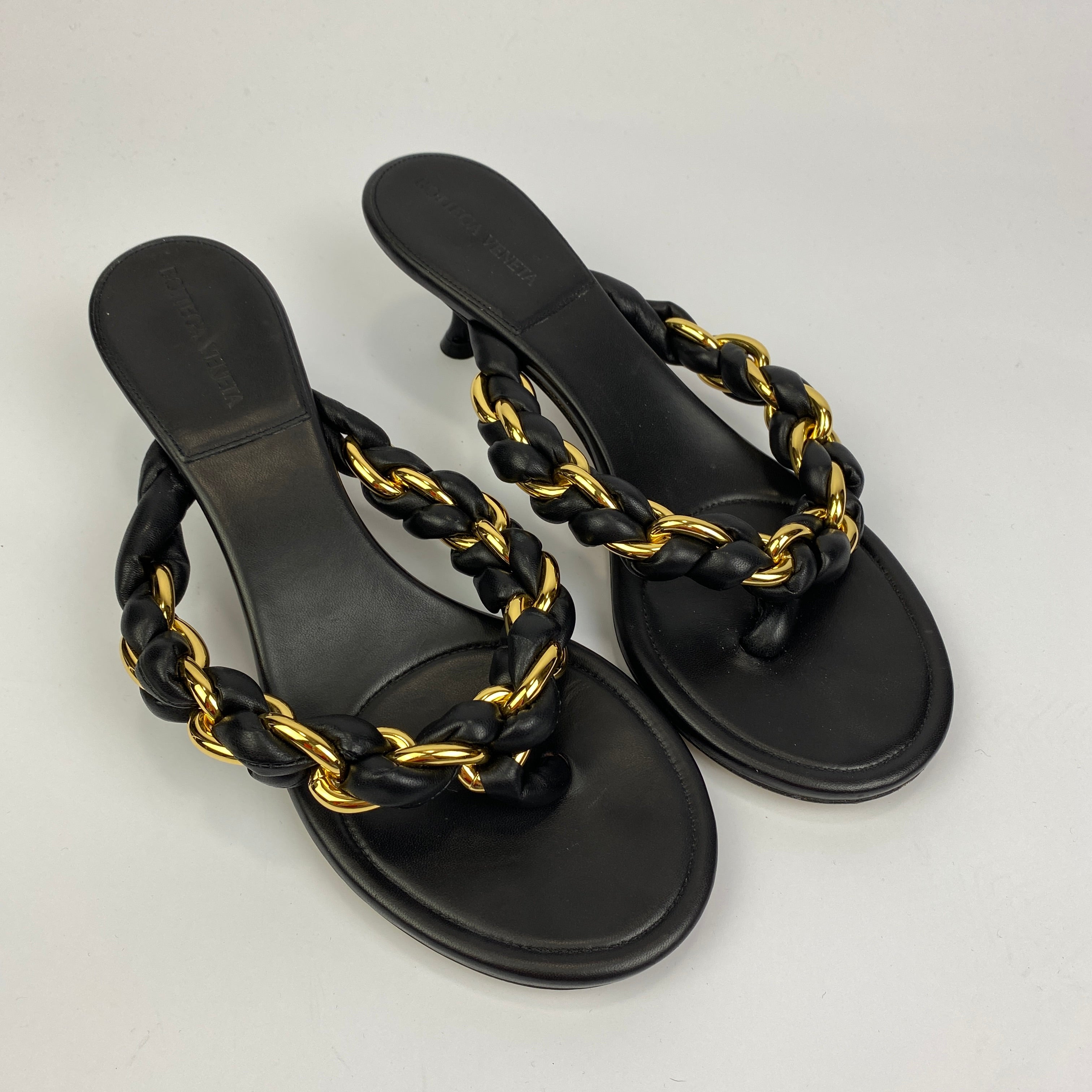 Bottega Veneta £1325 Black & Gold Dot Mule Sandals 40