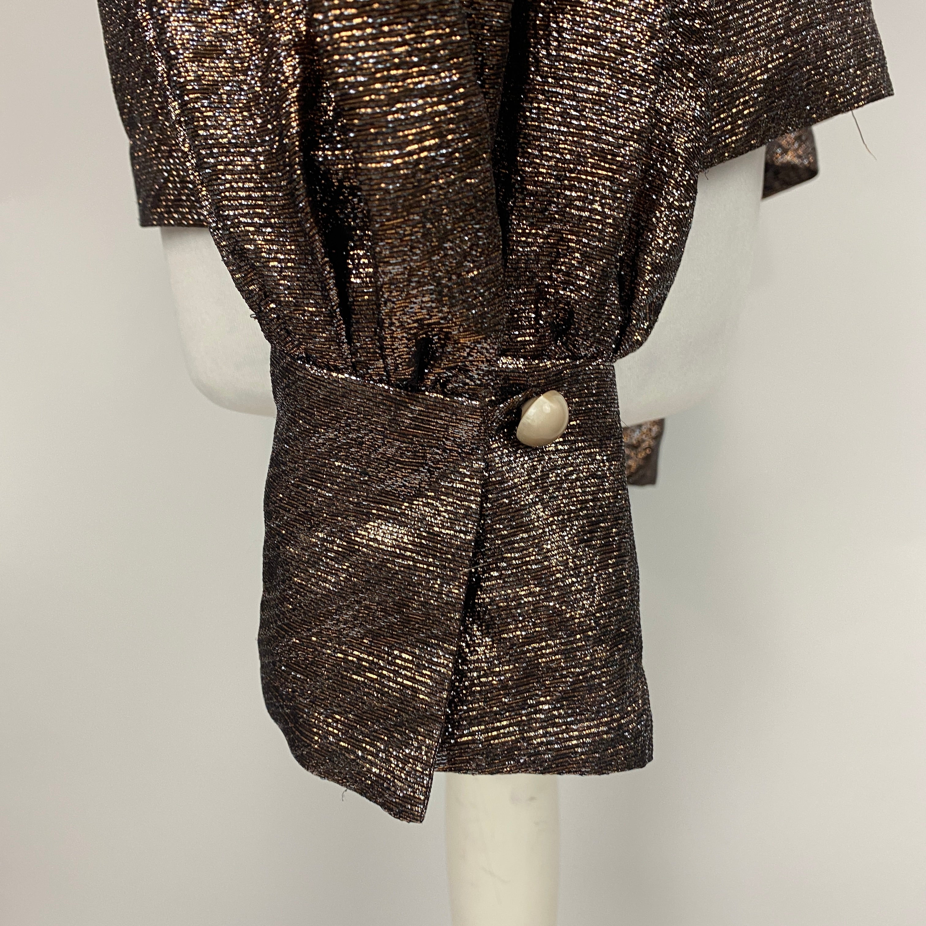 Anna Mason Bronze Metallic Pussybow Blouse M