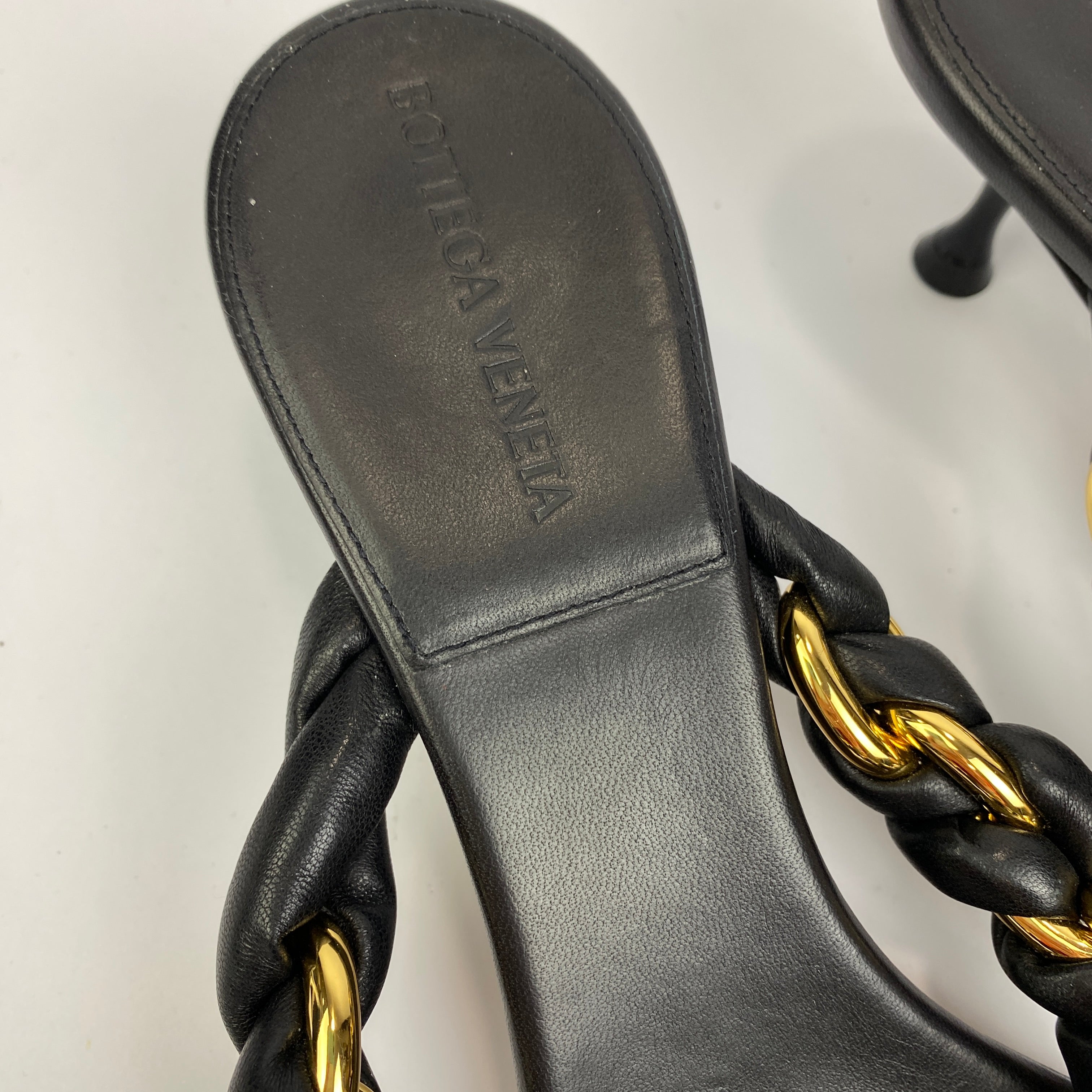 Bottega Veneta £1325 Black & Gold Dot Mule Sandals 40