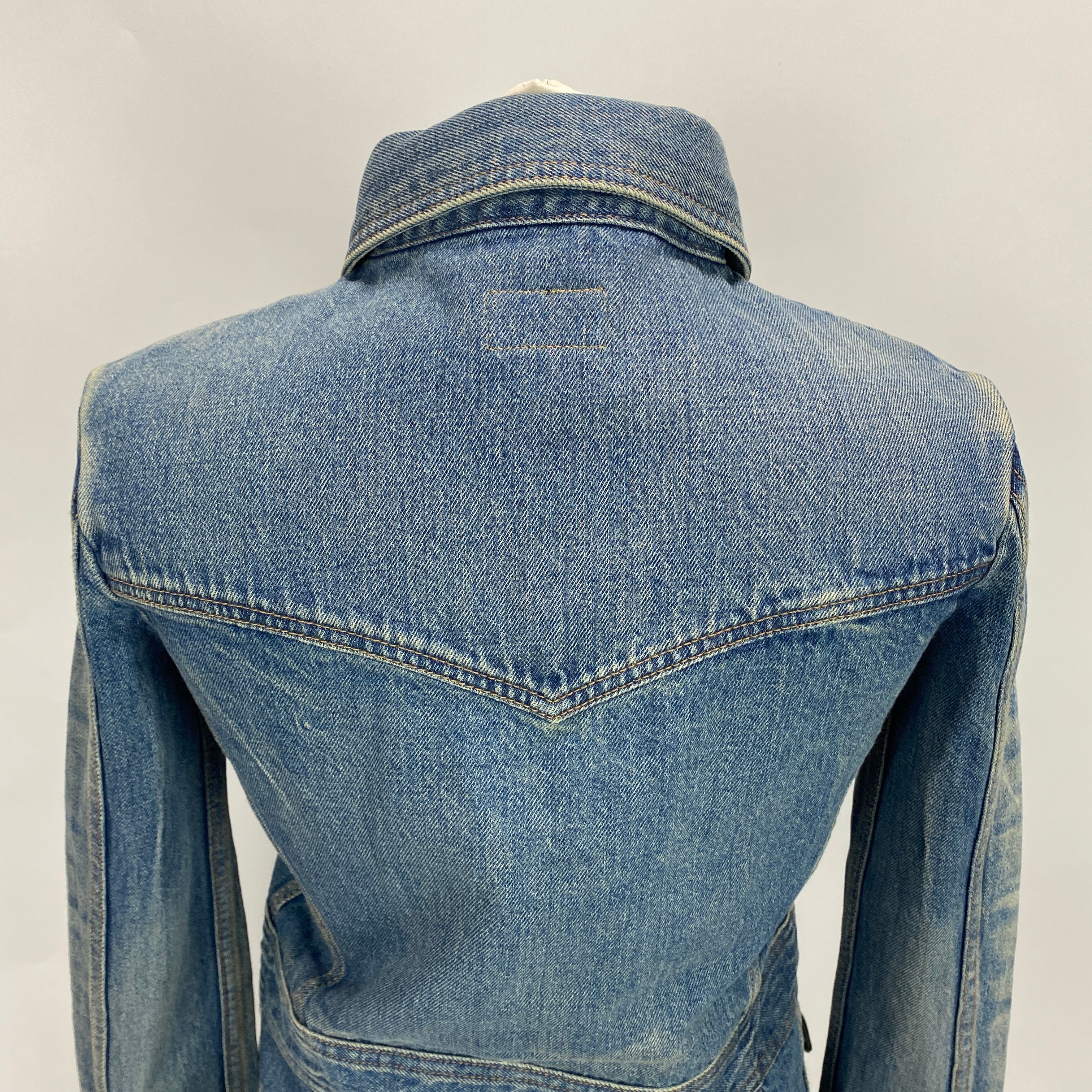 Saint Laurent New £950 Vintaged Denim Saharienne Denim Jacket S