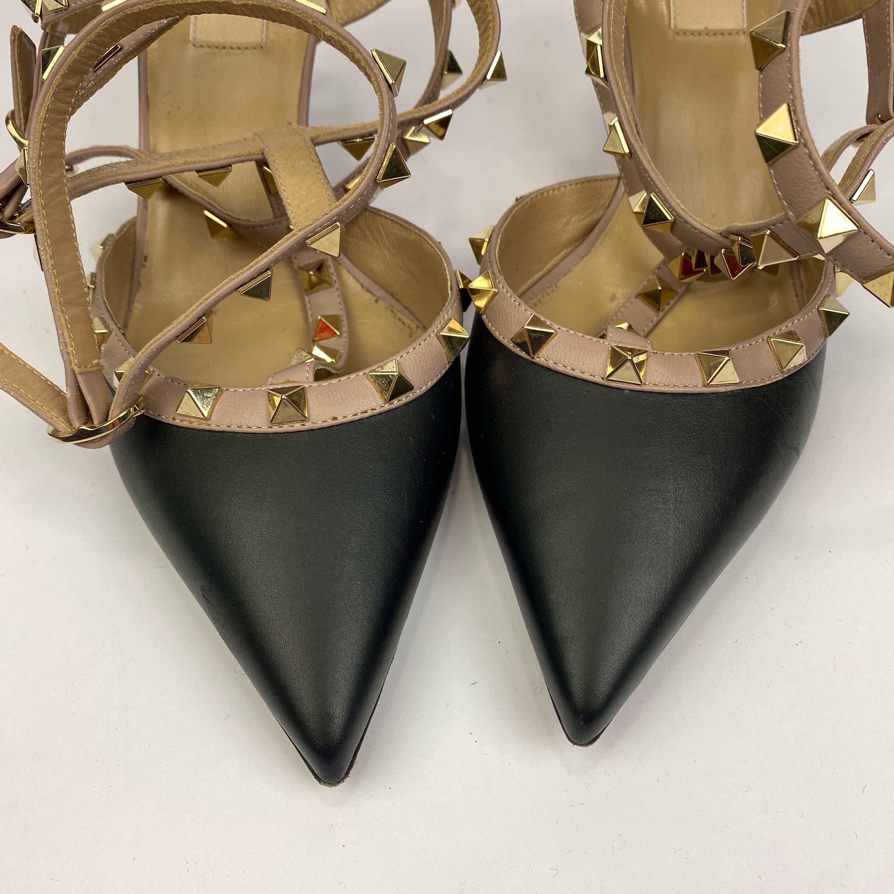 Valentino Garavani £890 Black Rockstud Caged Pumps 40