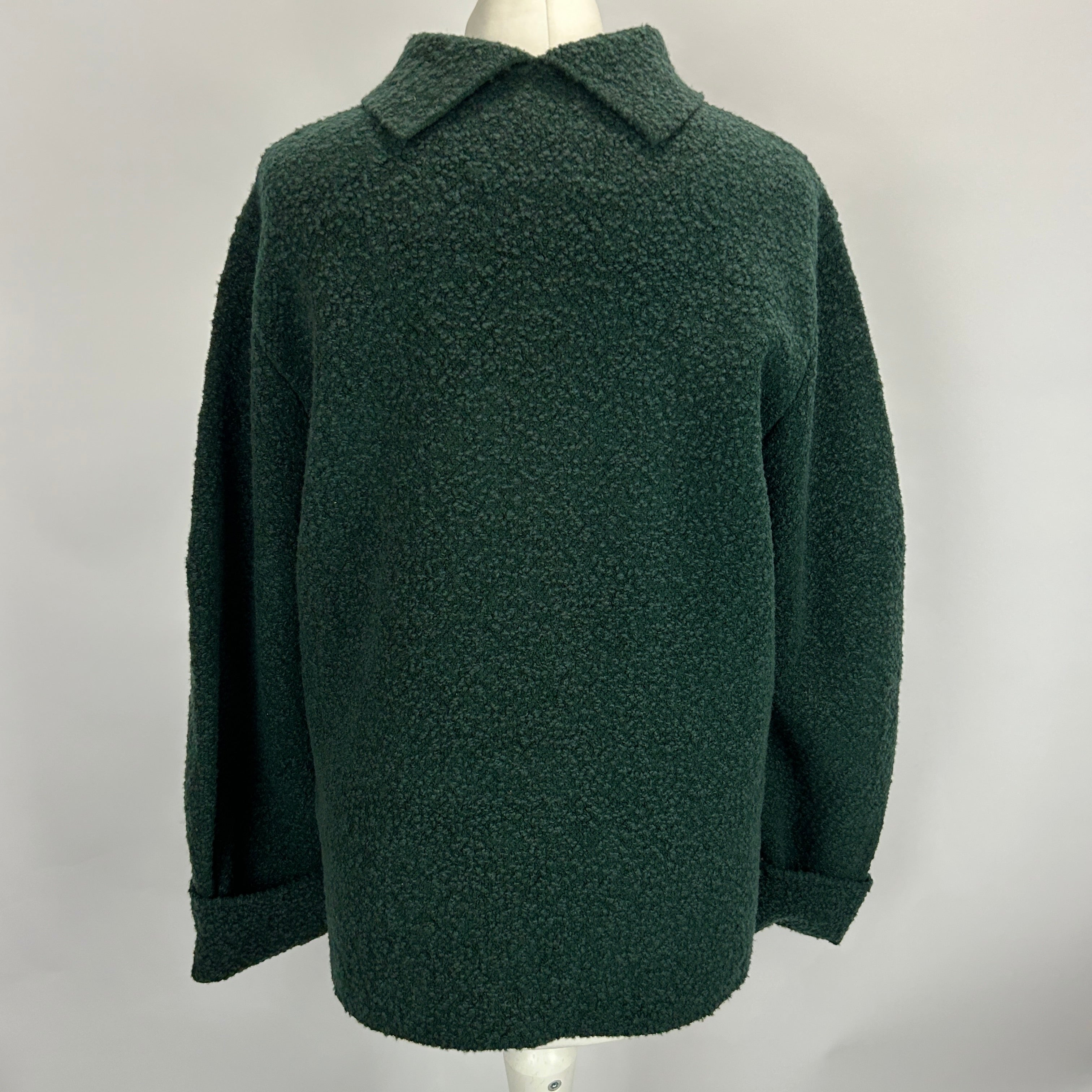 Jil Sander £1130 Ivy Boucle Wool Knit Collared Sweater L