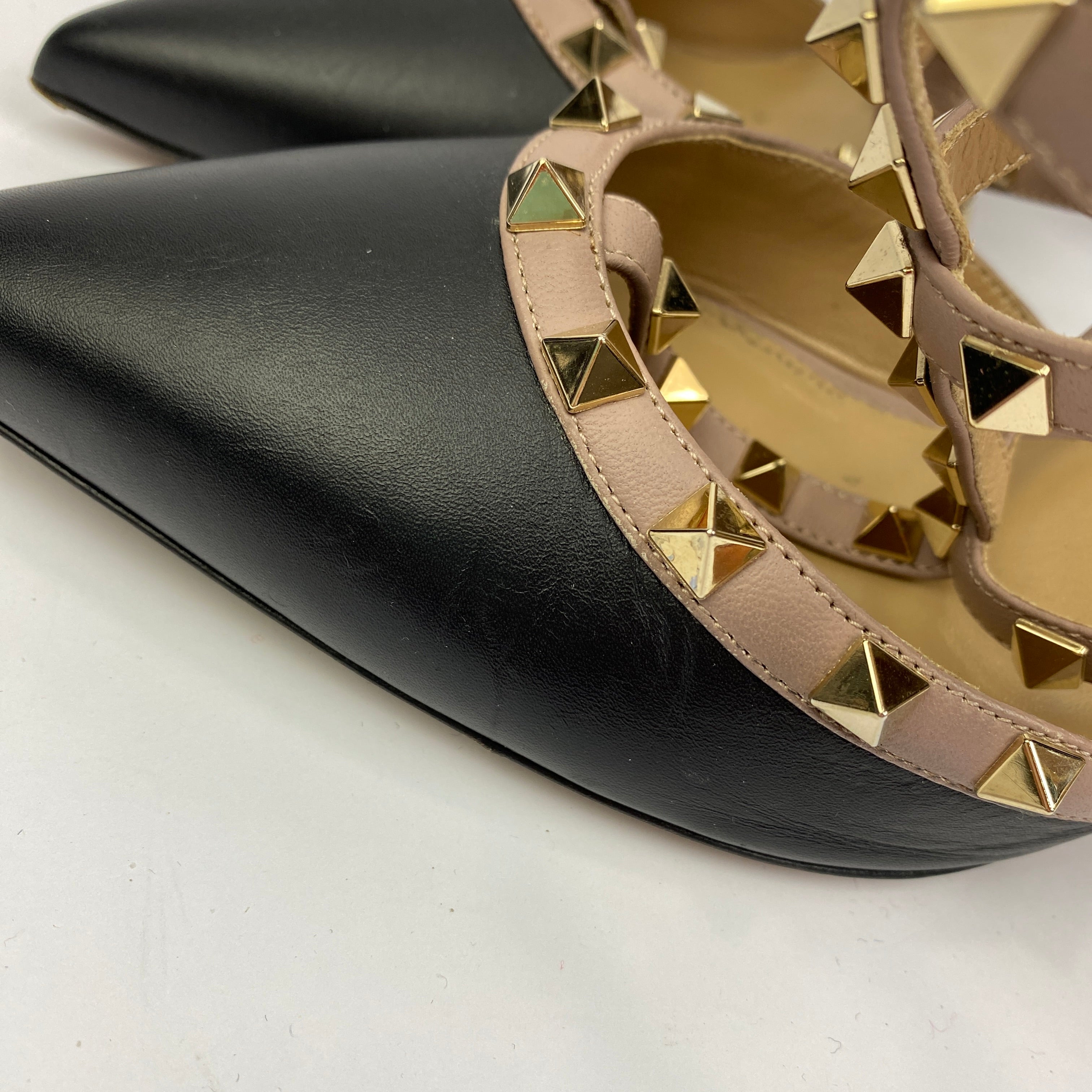 Valentino Garavani £890 Black Rockstud Caged Pumps 40