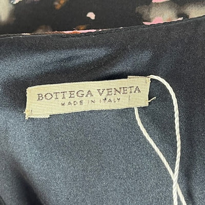Bottega Veneta Foxglove & Black Print Silk Crepe Midi Dress M