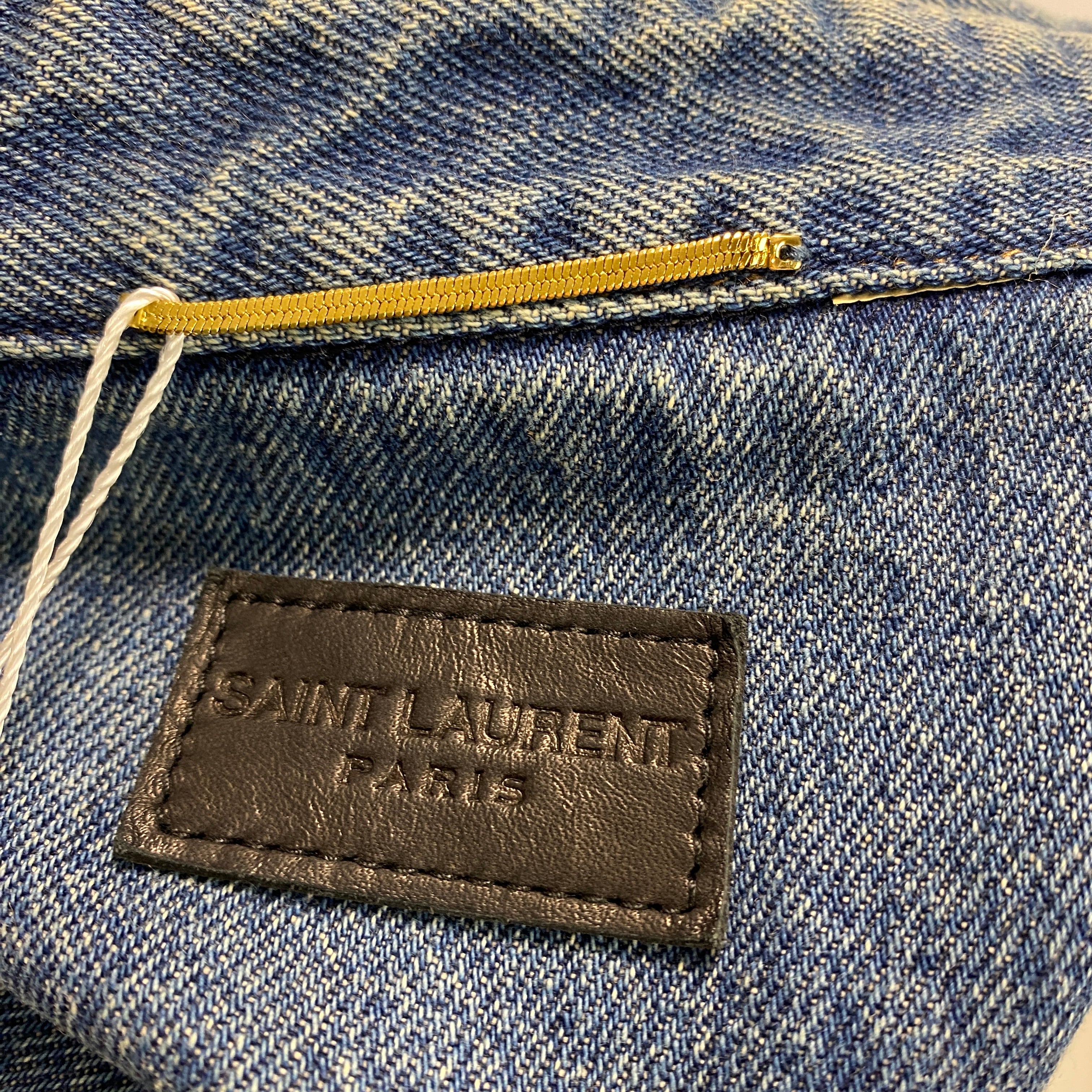 Saint Laurent New £950 Vintaged Denim Saharienne Denim Jacket S