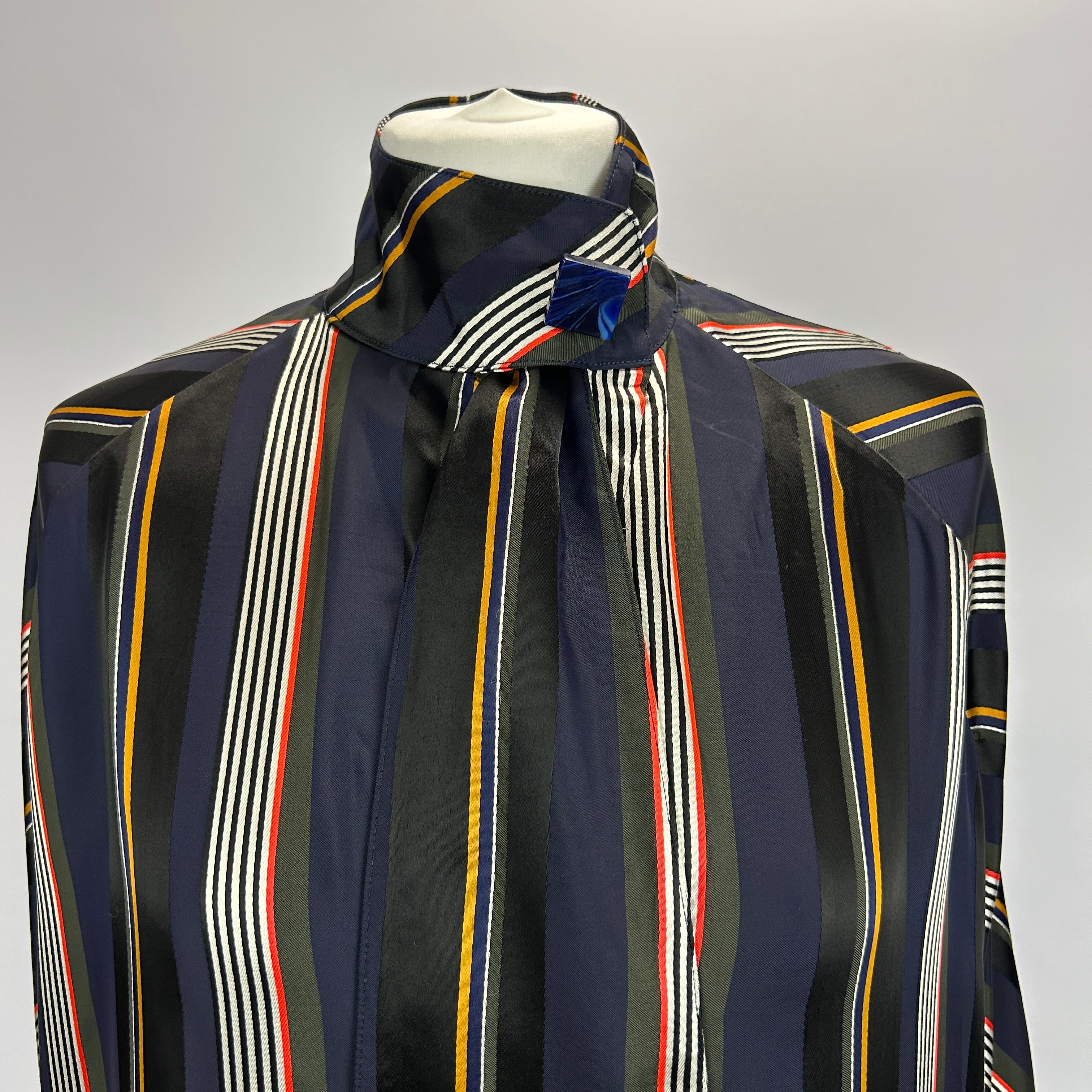Roksanda Navy & Black Stripe Satin Shirtdress XS/S/M