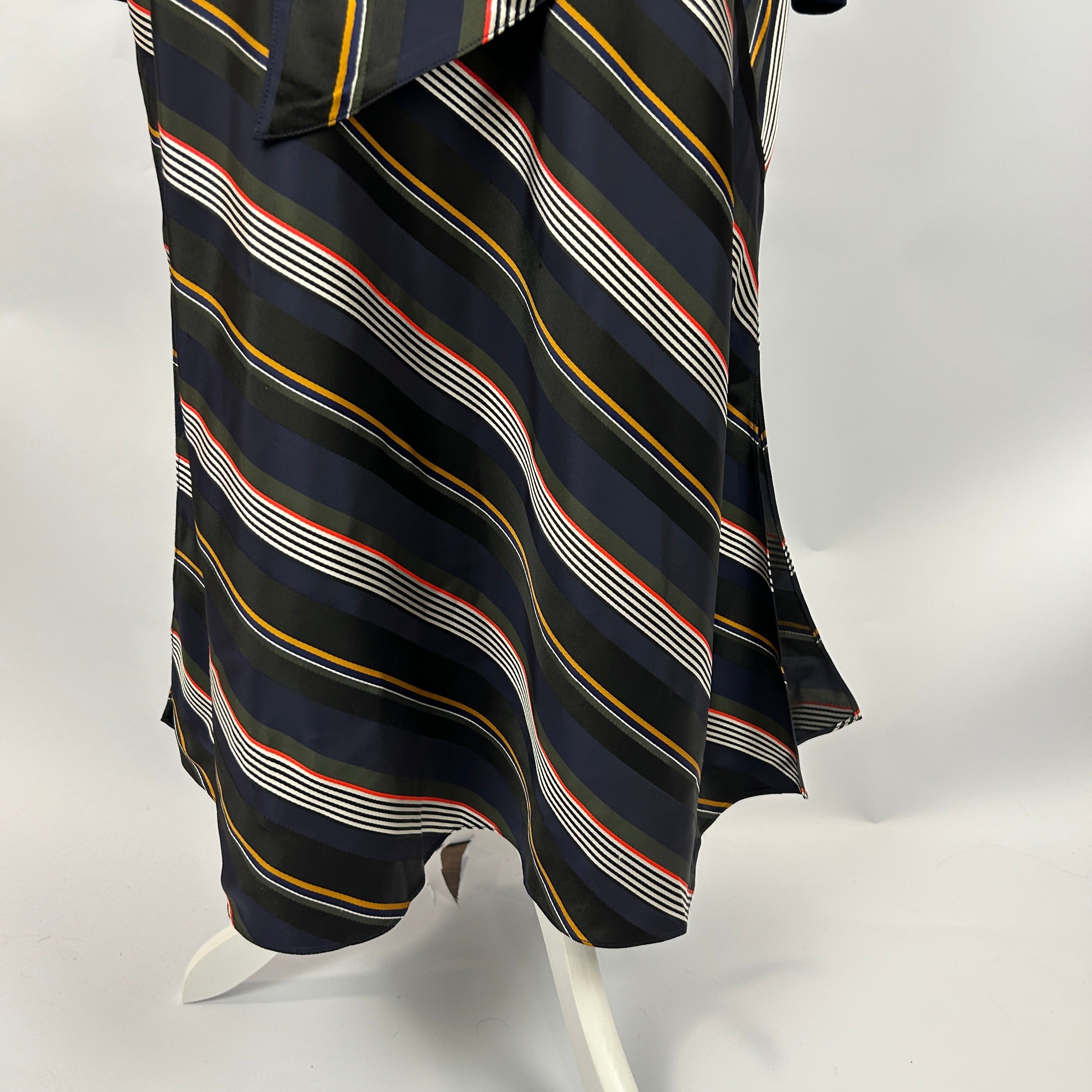 Roksanda Navy & Black Stripe Satin Shirtdress XS/S/M