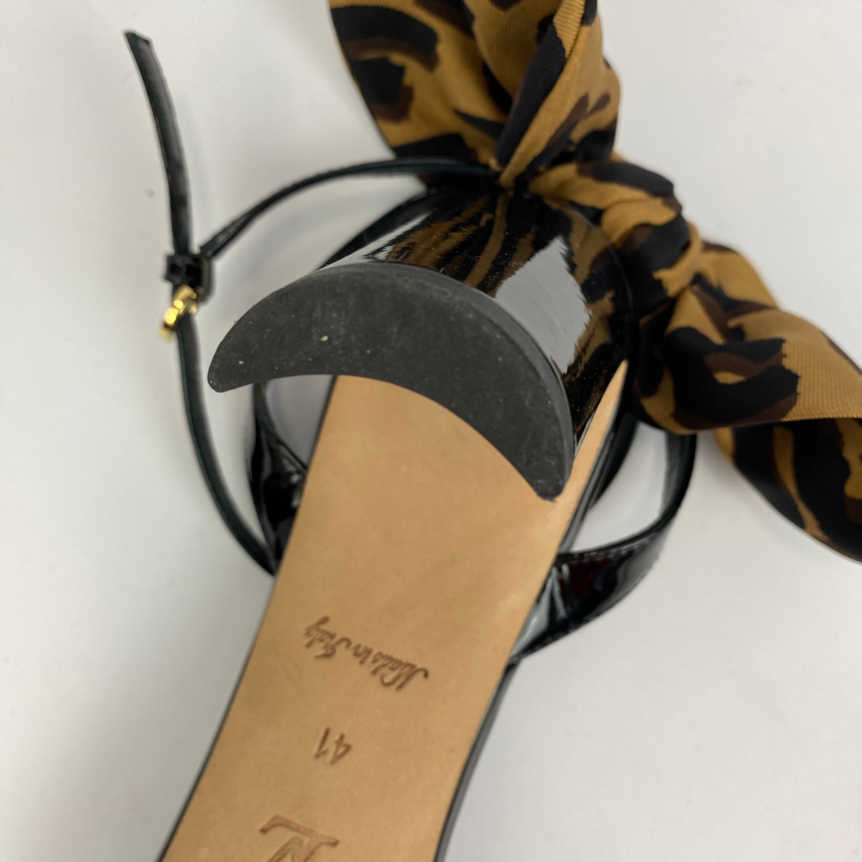 Louis Vuitton Black Leather Silk Ribbon Bow Sandals 41