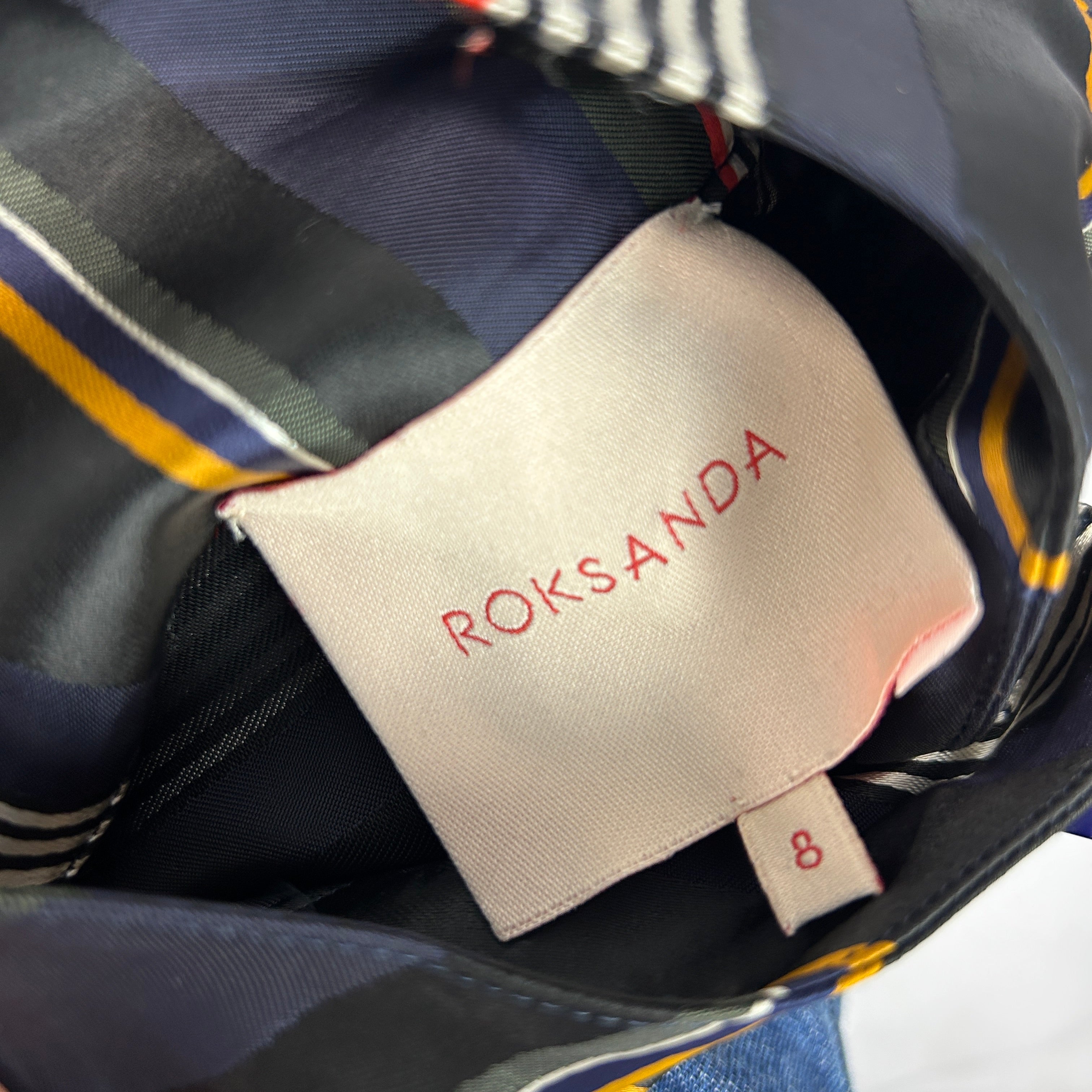 Roksanda Navy & Black Stripe Satin Shirtdress XS/S/M