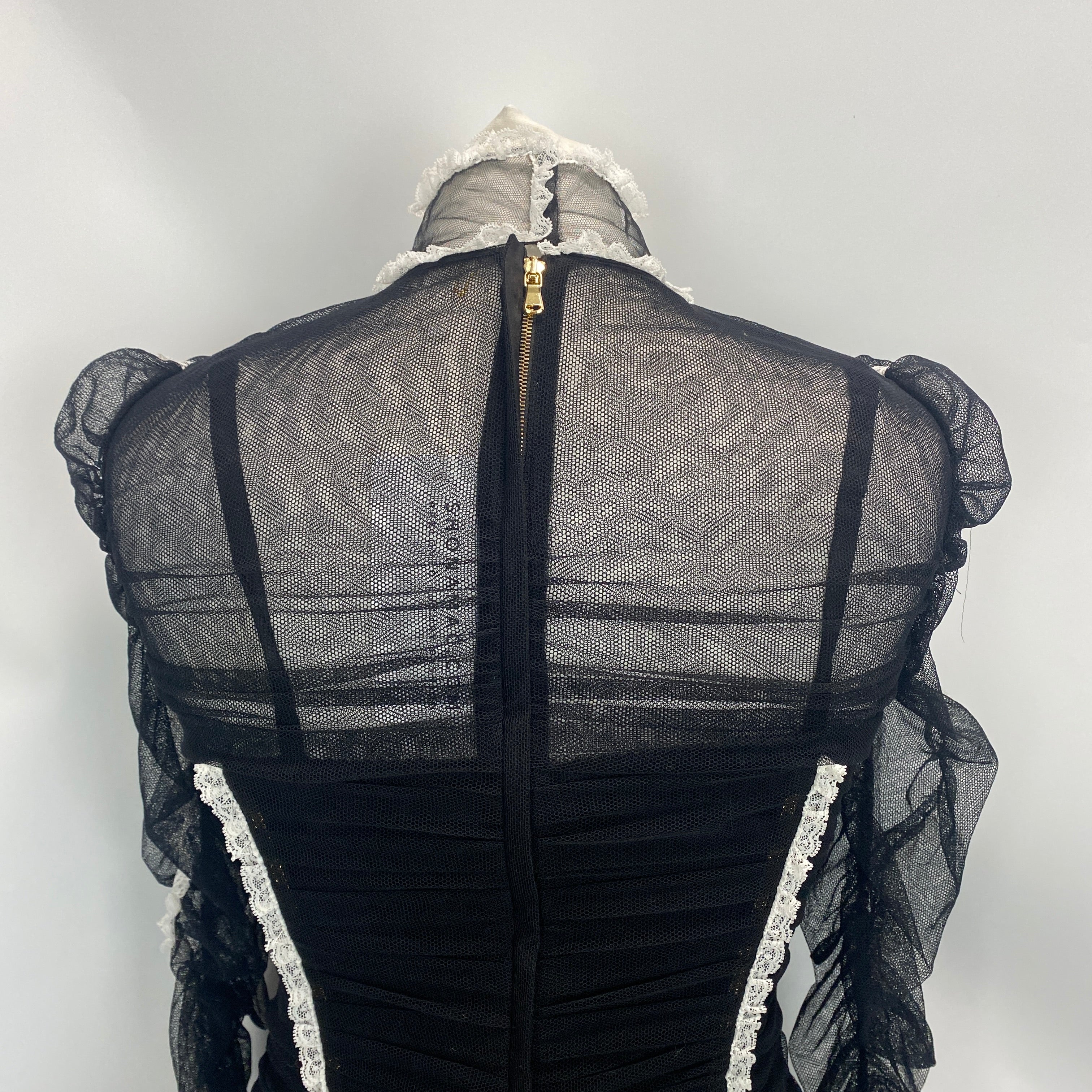 Dolce & Gabbana Black Tulle & Lace Corset Pencil Dress XS