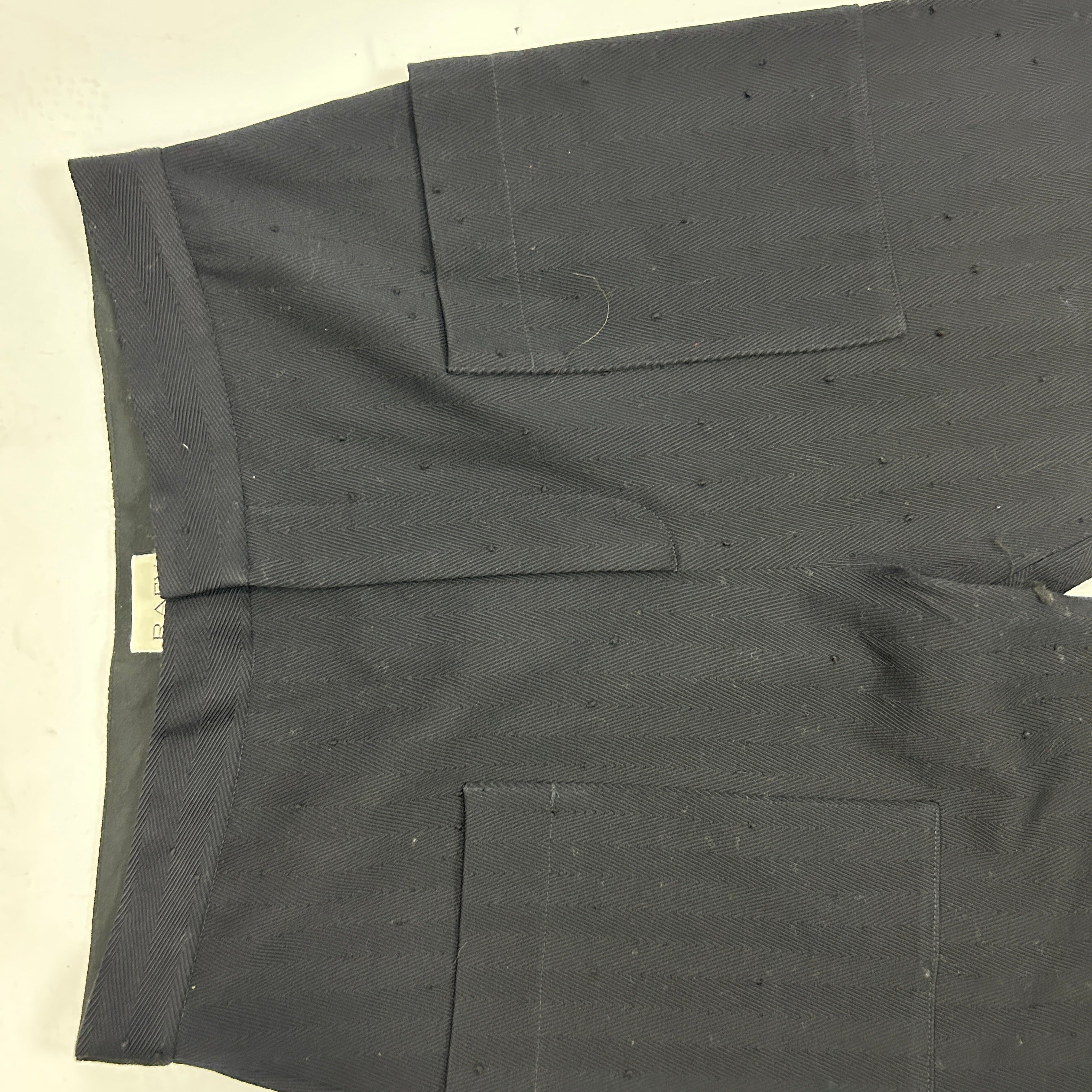 Raey New Black Textured Herringbone Wool Cuffed Trousers M