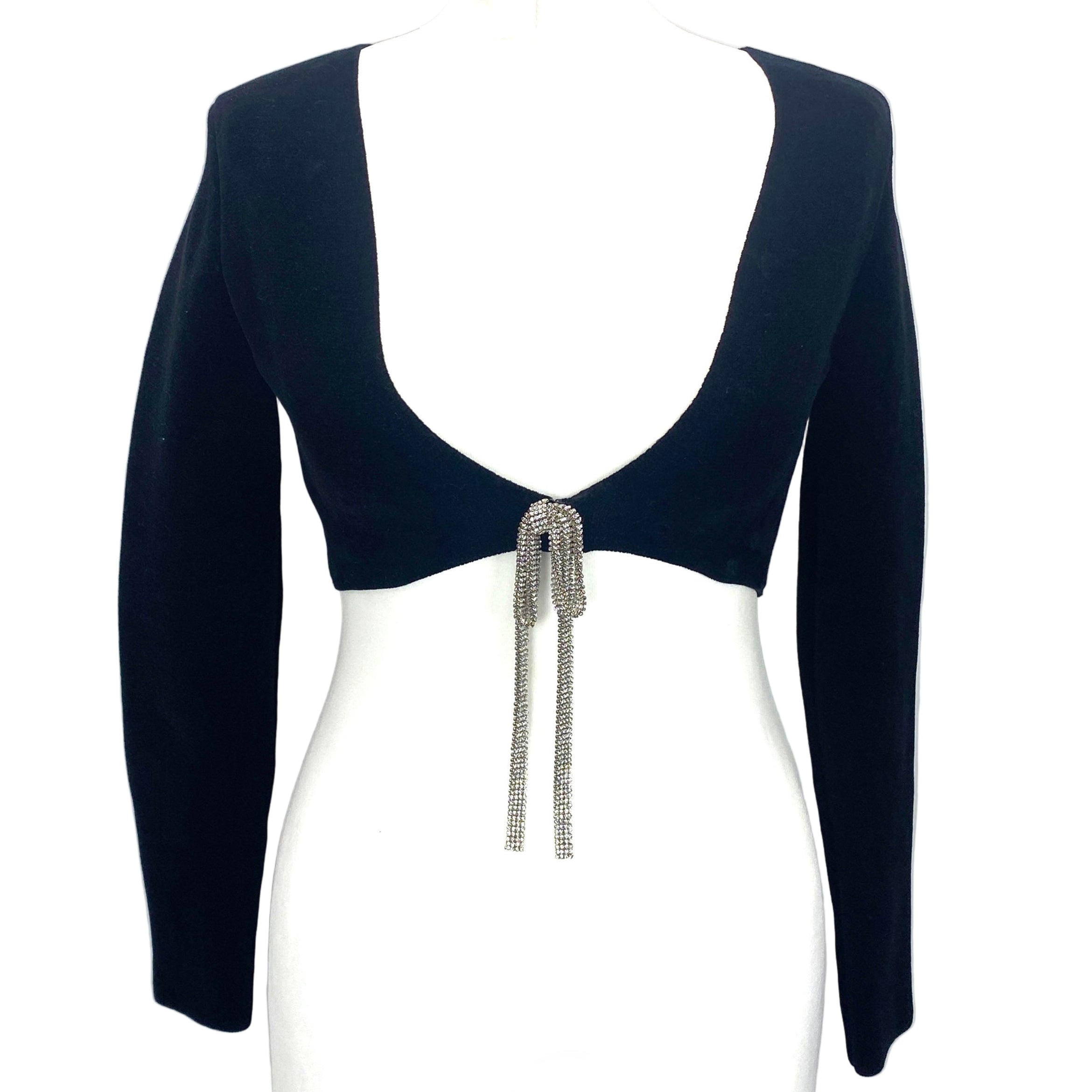 Alexander Wang $595 Black Velvet Cropped Cardigan S