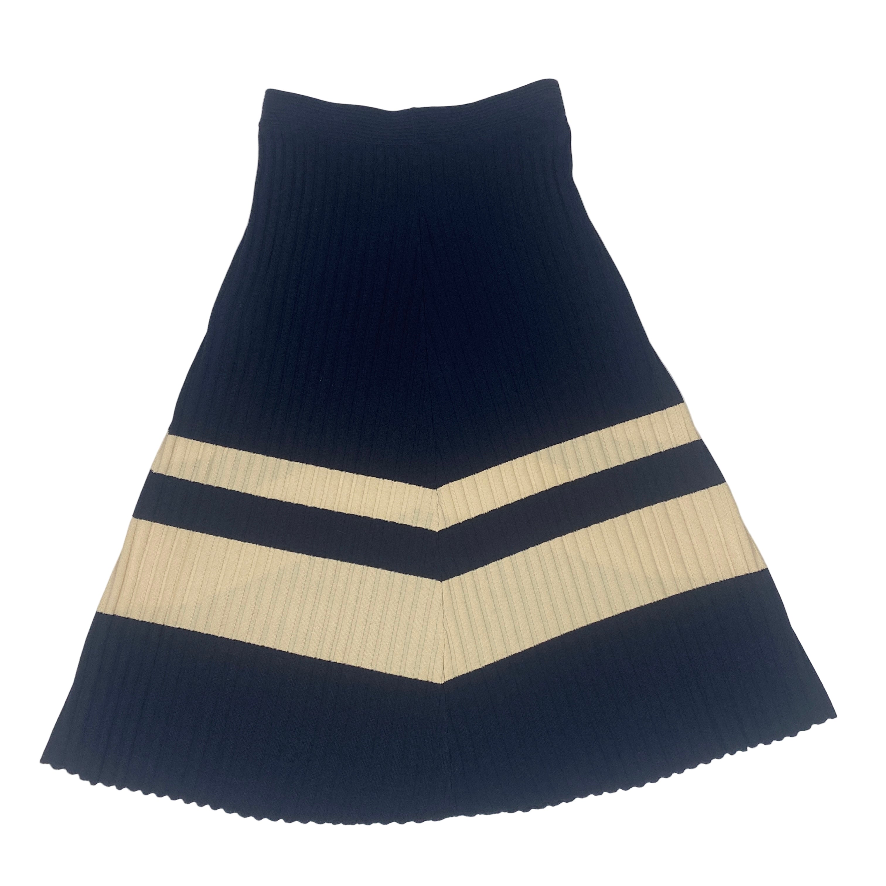 Wales Bonner £450 Navy & Ecru Pleat Knit Skirt M