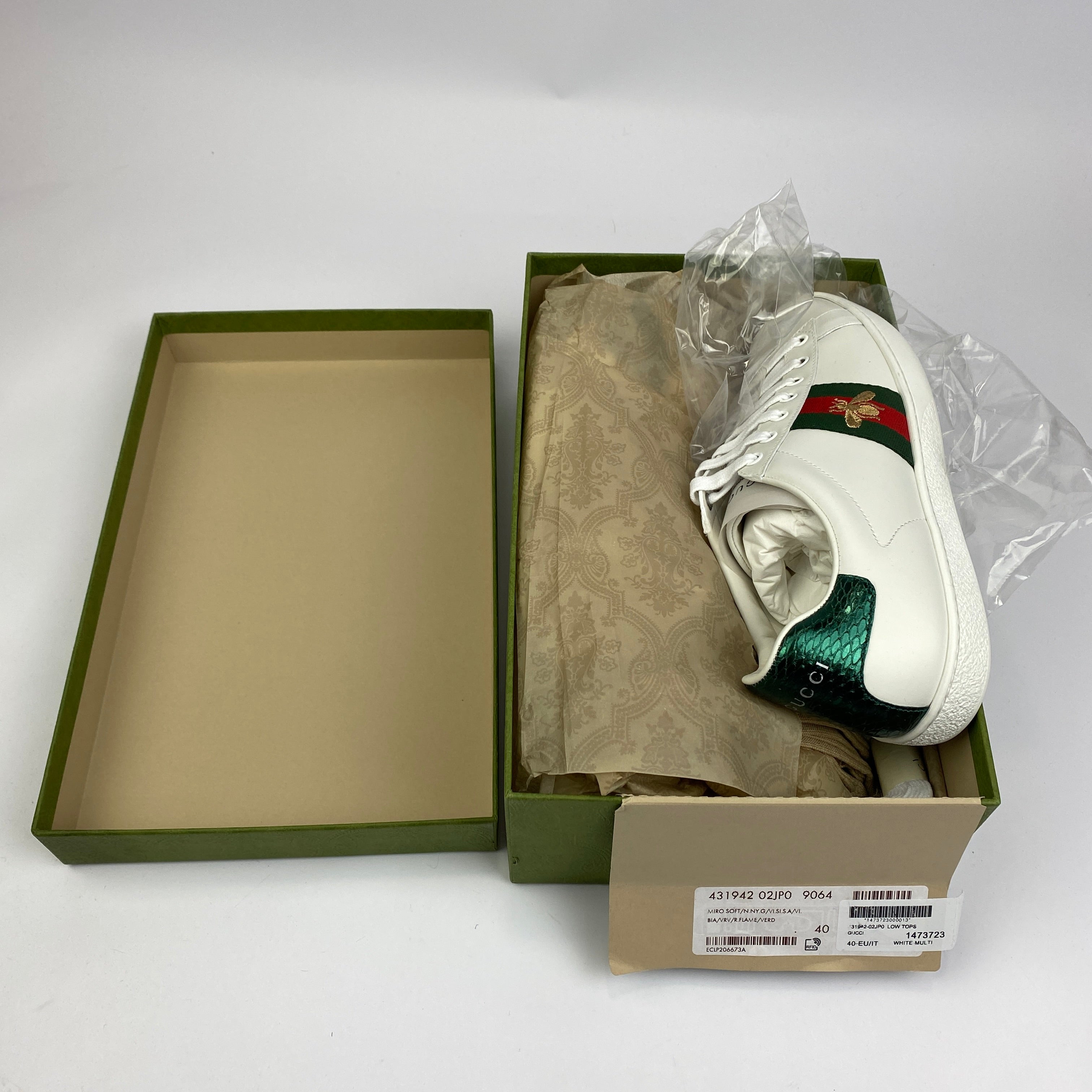 Gucci New £690 White Leather Ace Bee Trainers 40