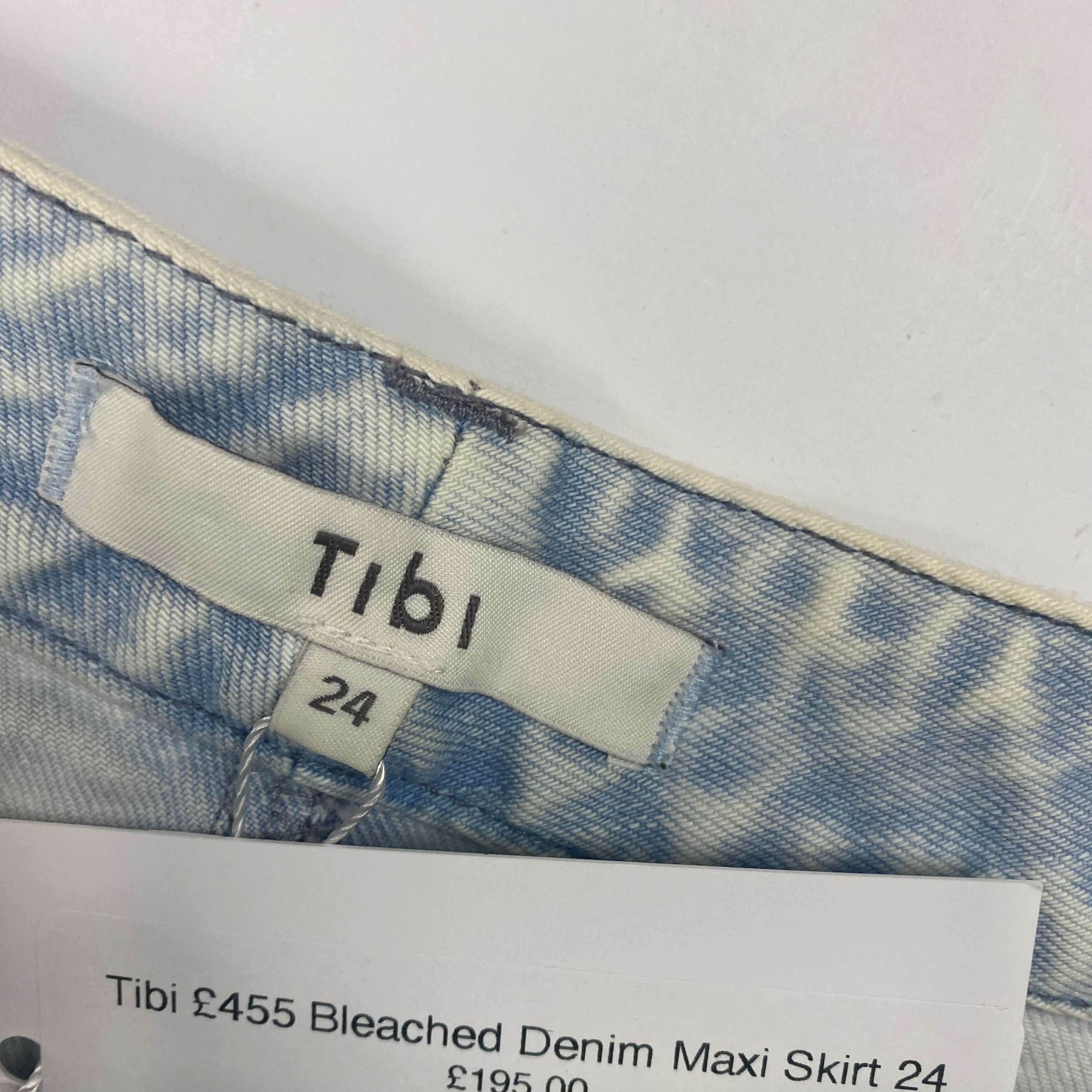 Tibi £455 Bleached Denim Maxi Skirt 24