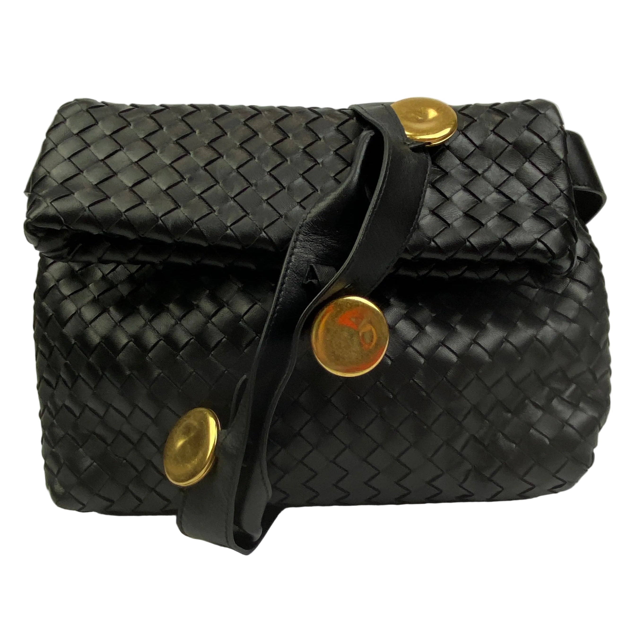Bottega Veneta New £2285 Black Intrecciato The Fold Crossbody Bag