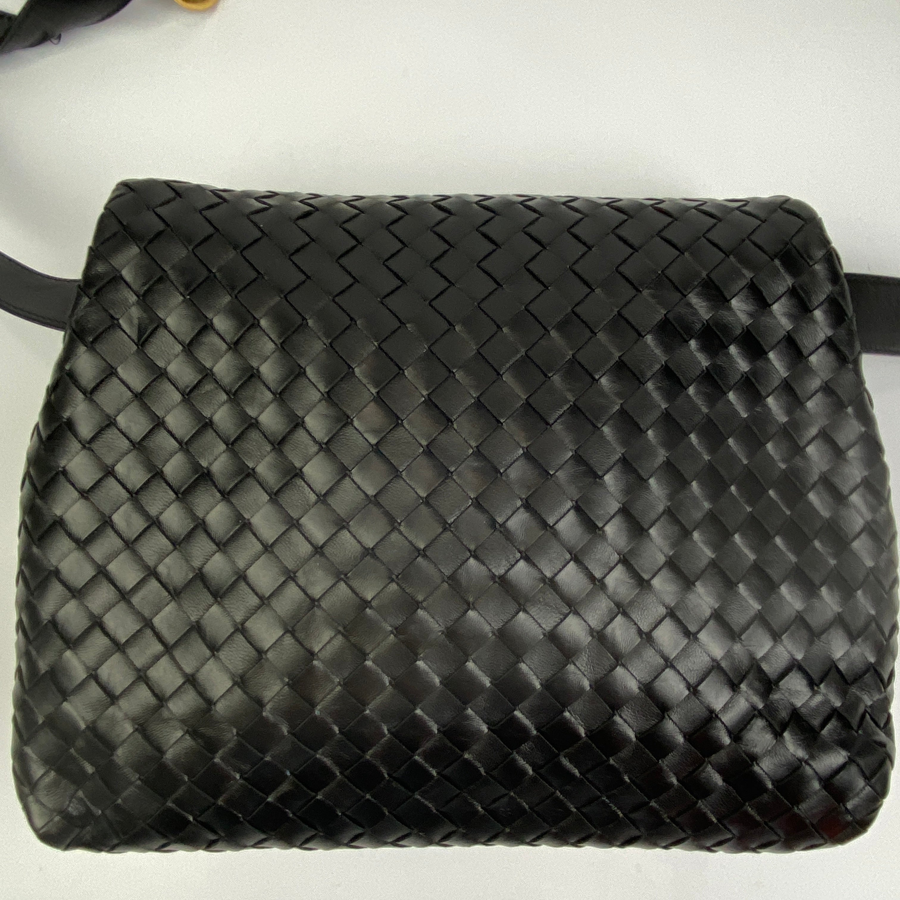 Bottega Veneta New £2285 Black Intrecciato The Fold Crossbody Bag