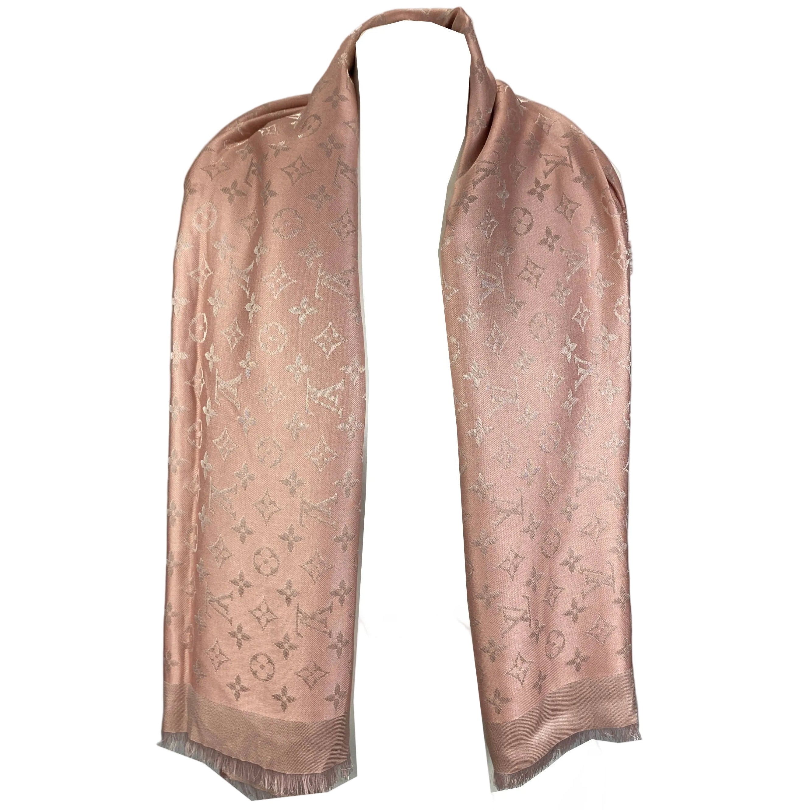 Louis Vuitton £475 Metallic Baby Pink Monogram Shawl