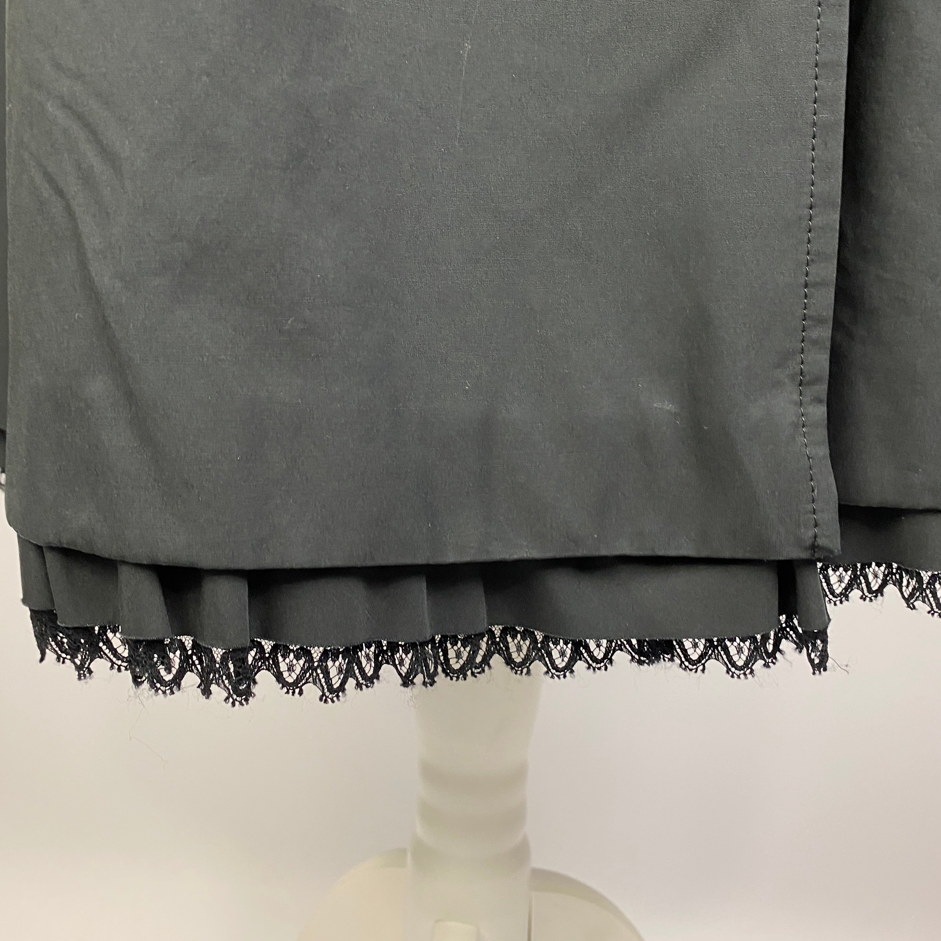 Prada Black Polycotton Lace-Trim Trench Coat S/M