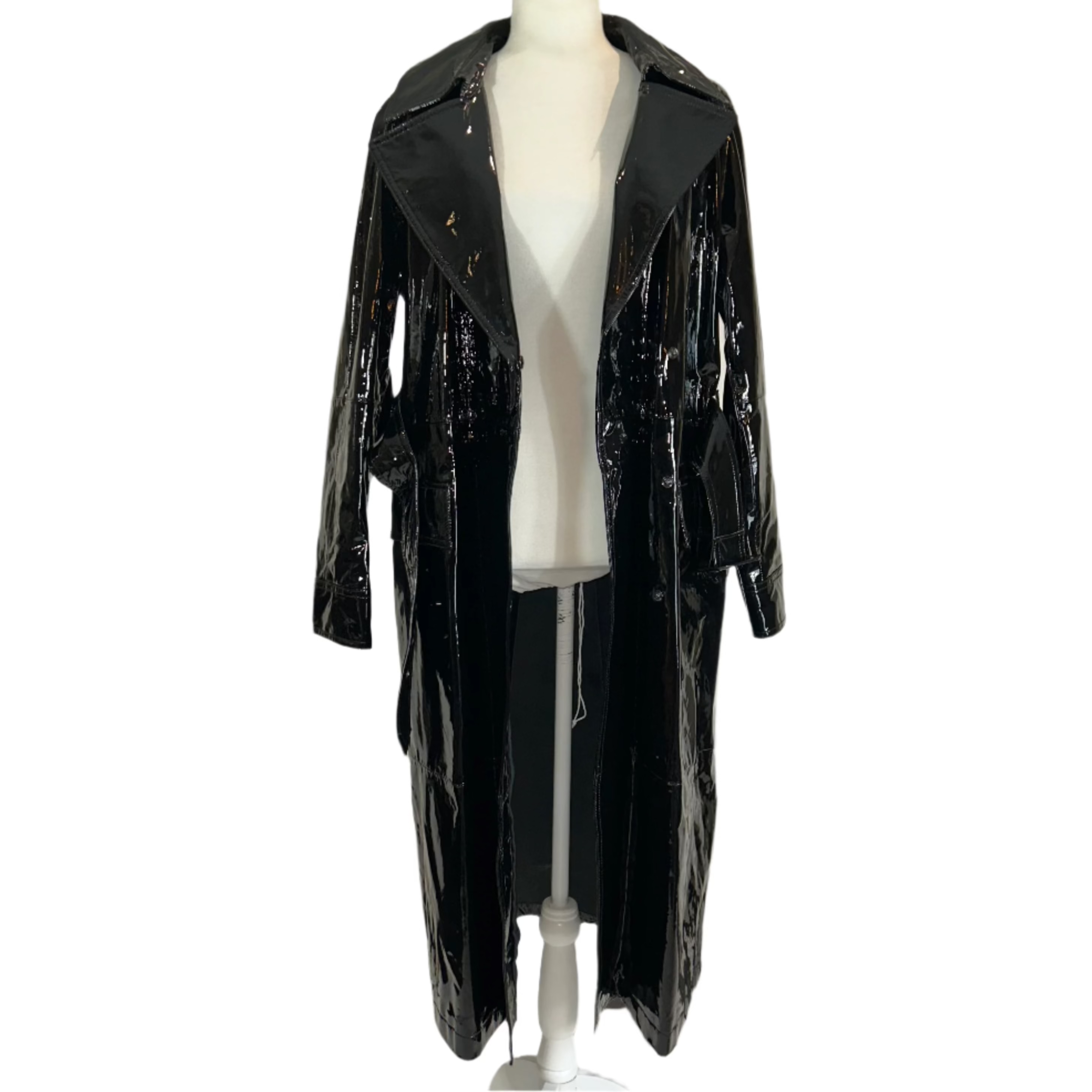 Tom Ford New £6000 Black Patent Leather Trench Coat XS