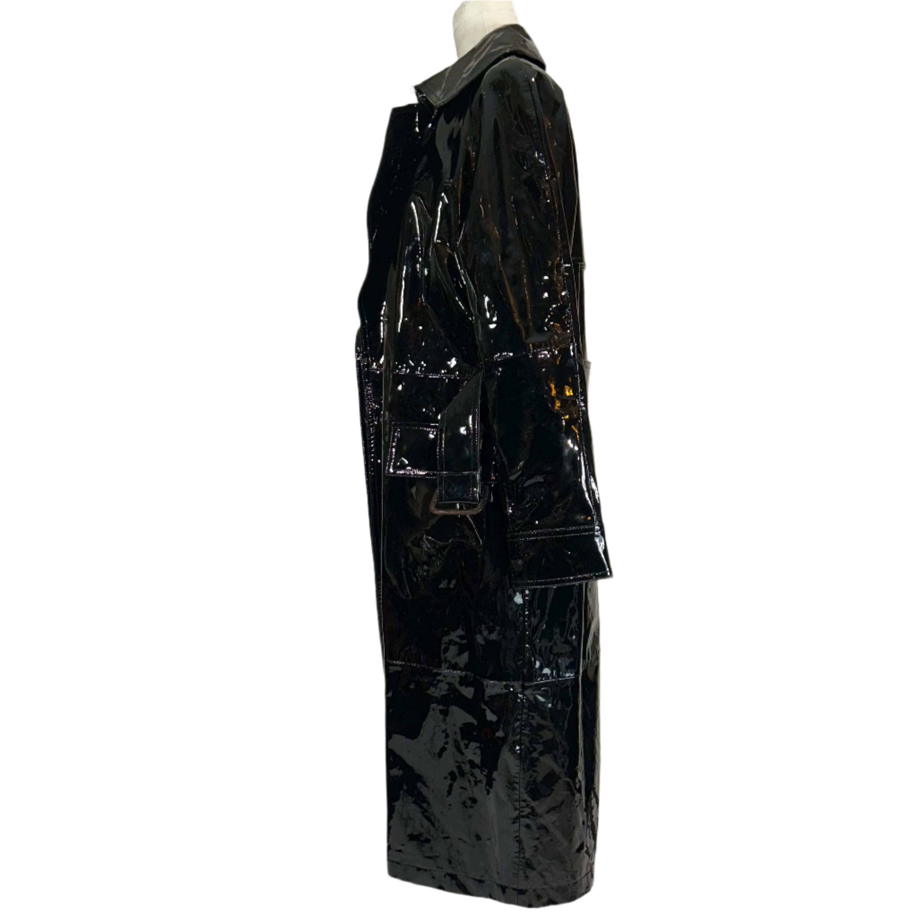 Tom Ford New £6000 Black Patent Leather Trench Coat XS