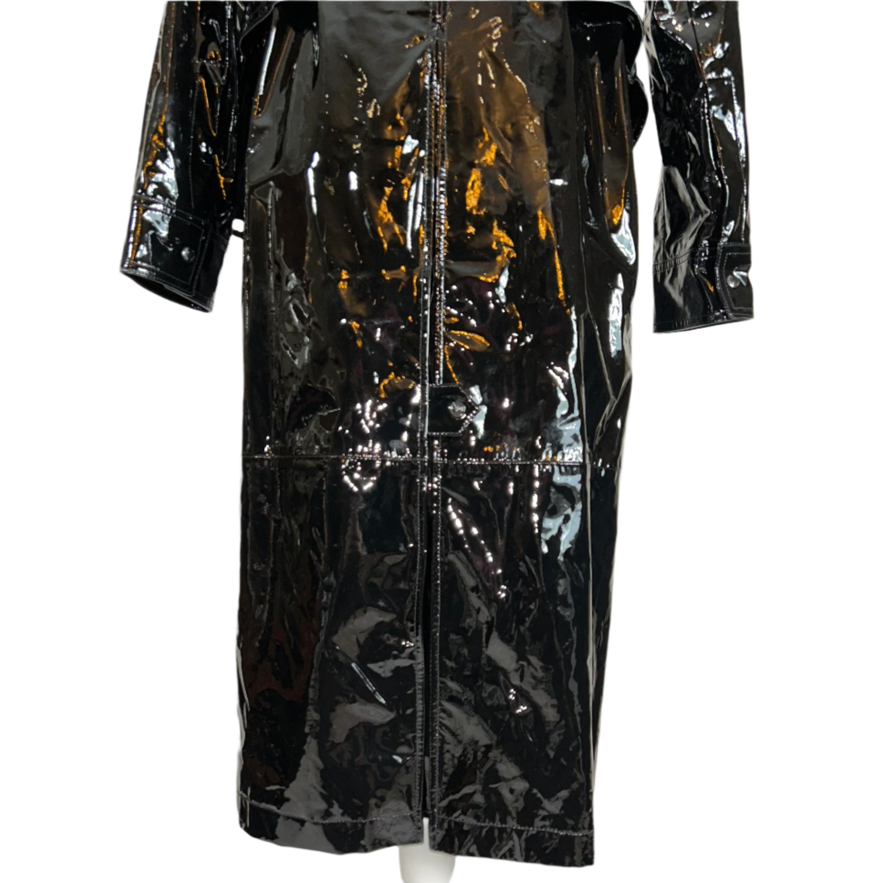 Tom Ford New £6000 Black Patent Leather Trench Coat XS