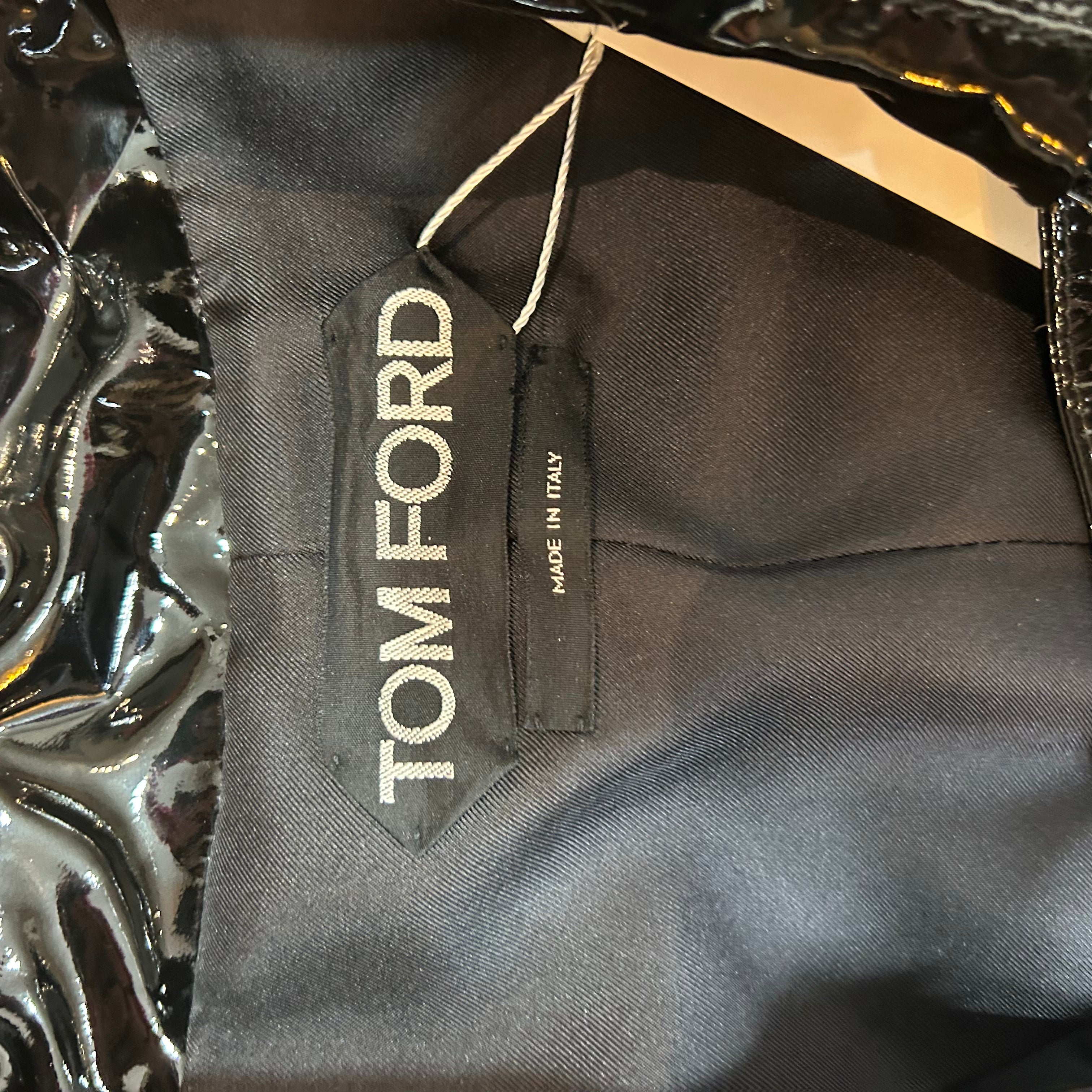 Tom Ford New £6000 Black Patent Leather Trench Coat XS