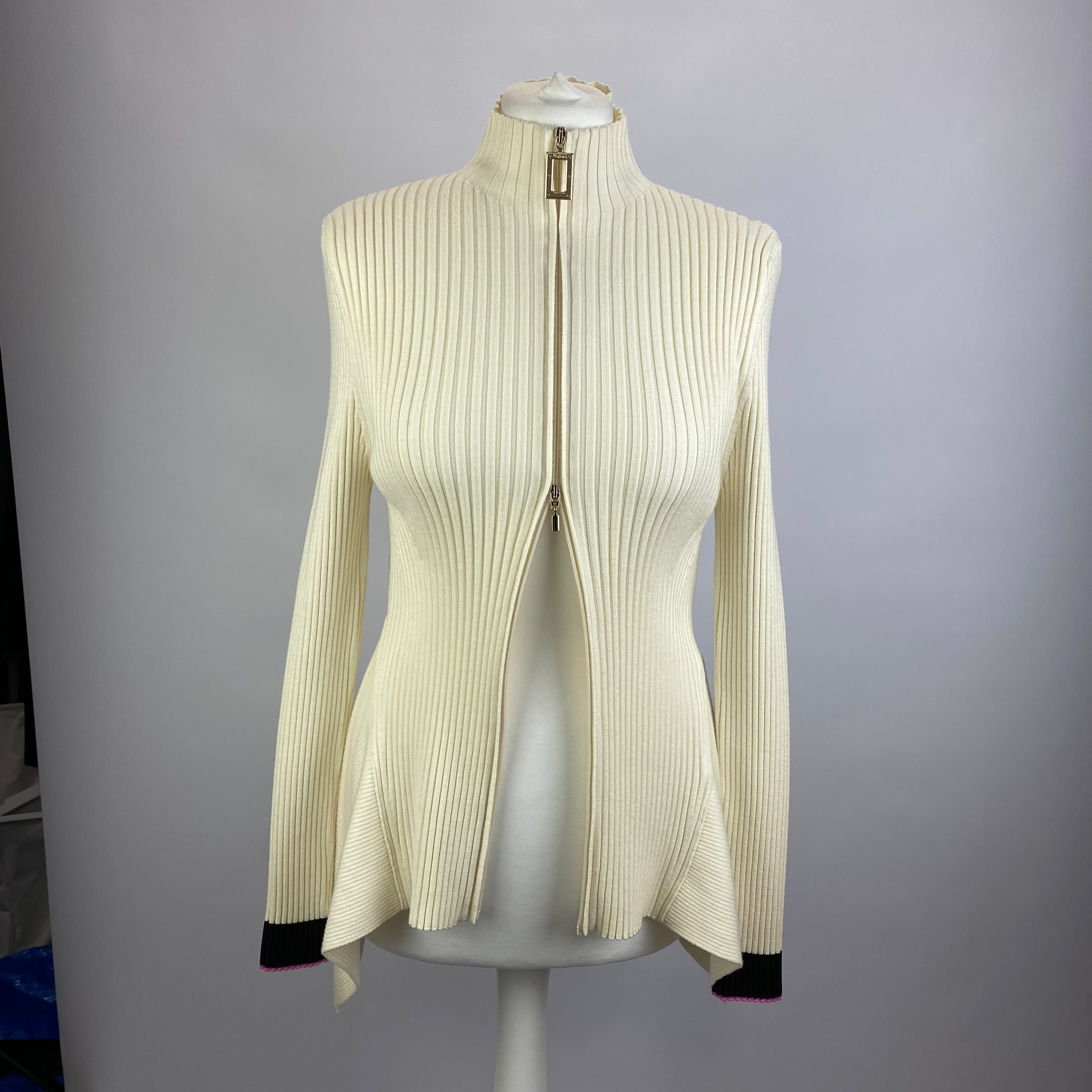 Wolford New £358 Cream Wool & Cotton Rib Cardigan L