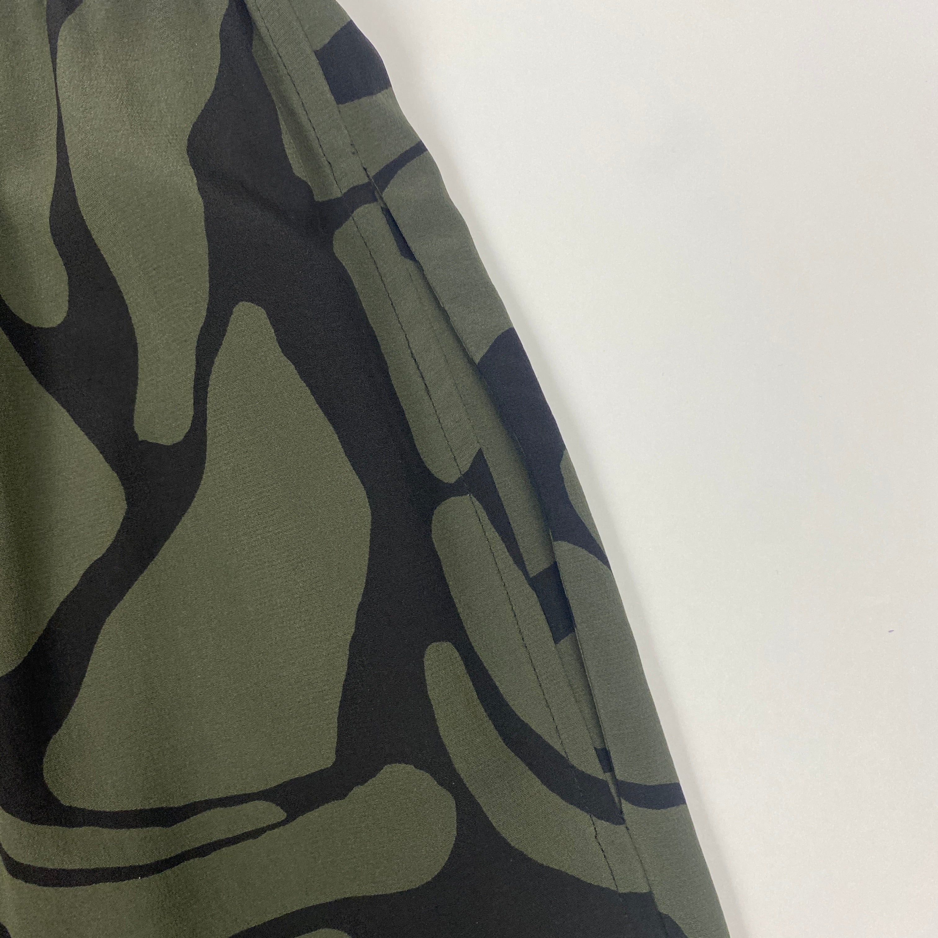 Matteau £345 Khaki & Black Silk Pull-On Elasticated Pants M