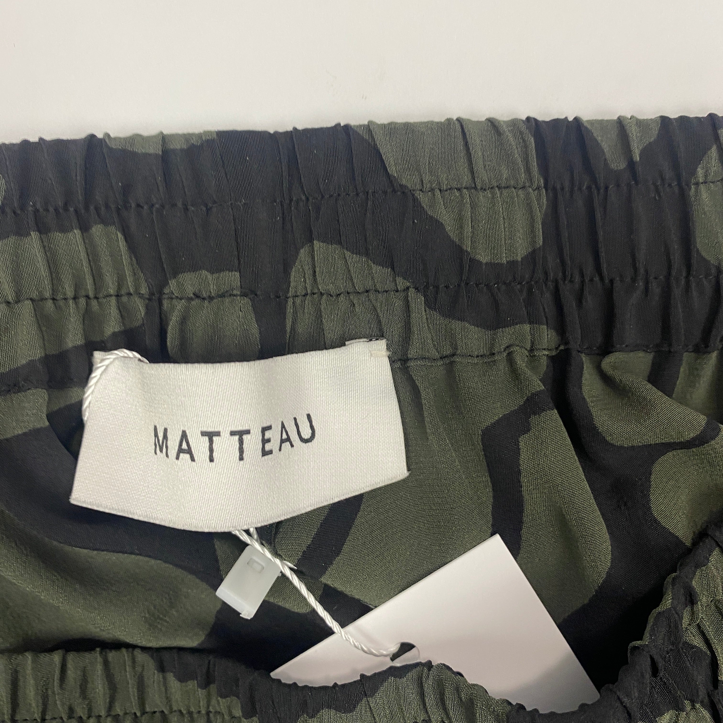 Matteau £345 Khaki & Black Silk Pull-On Elasticated Pants M
