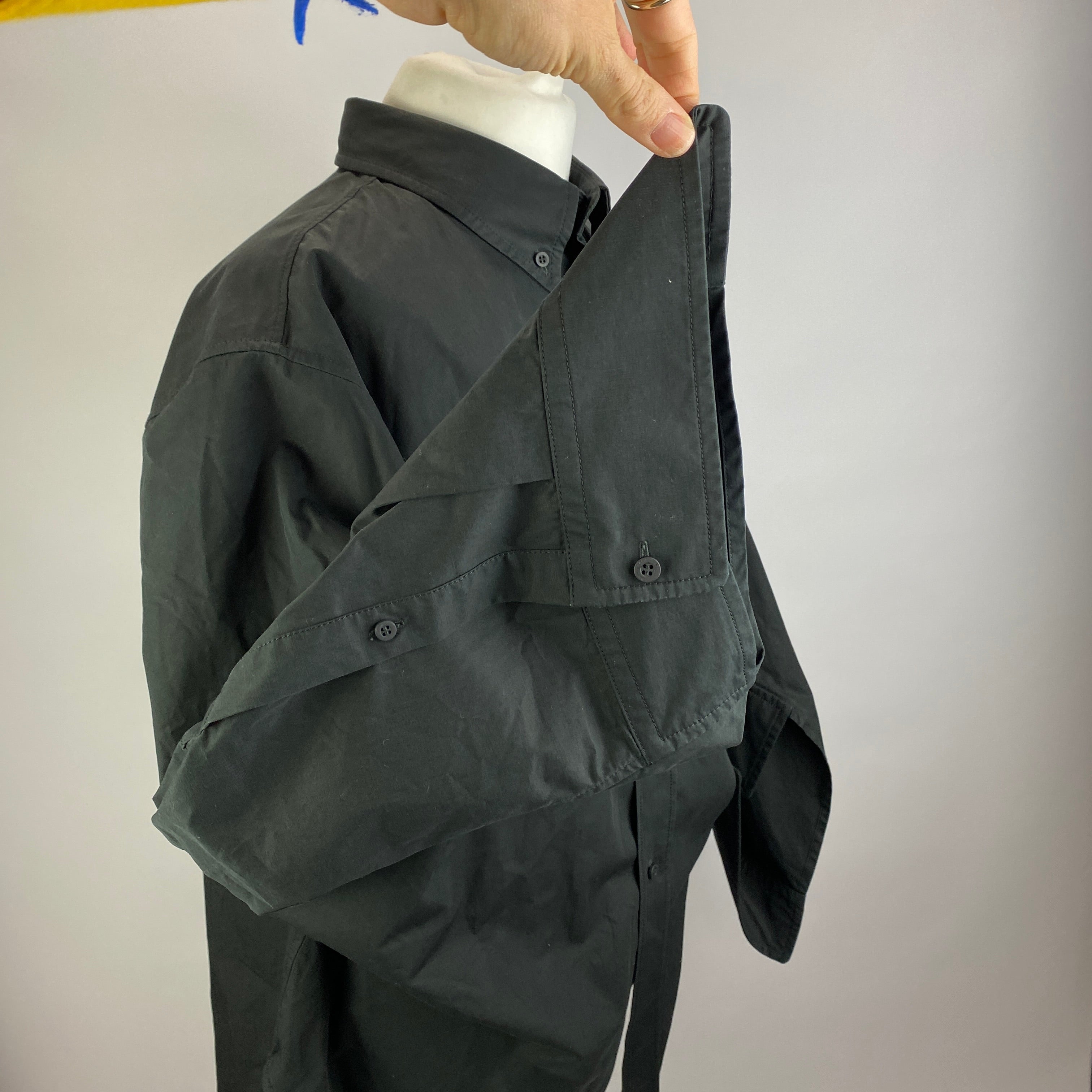 Balenciaga New £795 Black Heavy Poplin Wing Shirt S/M/L/XL