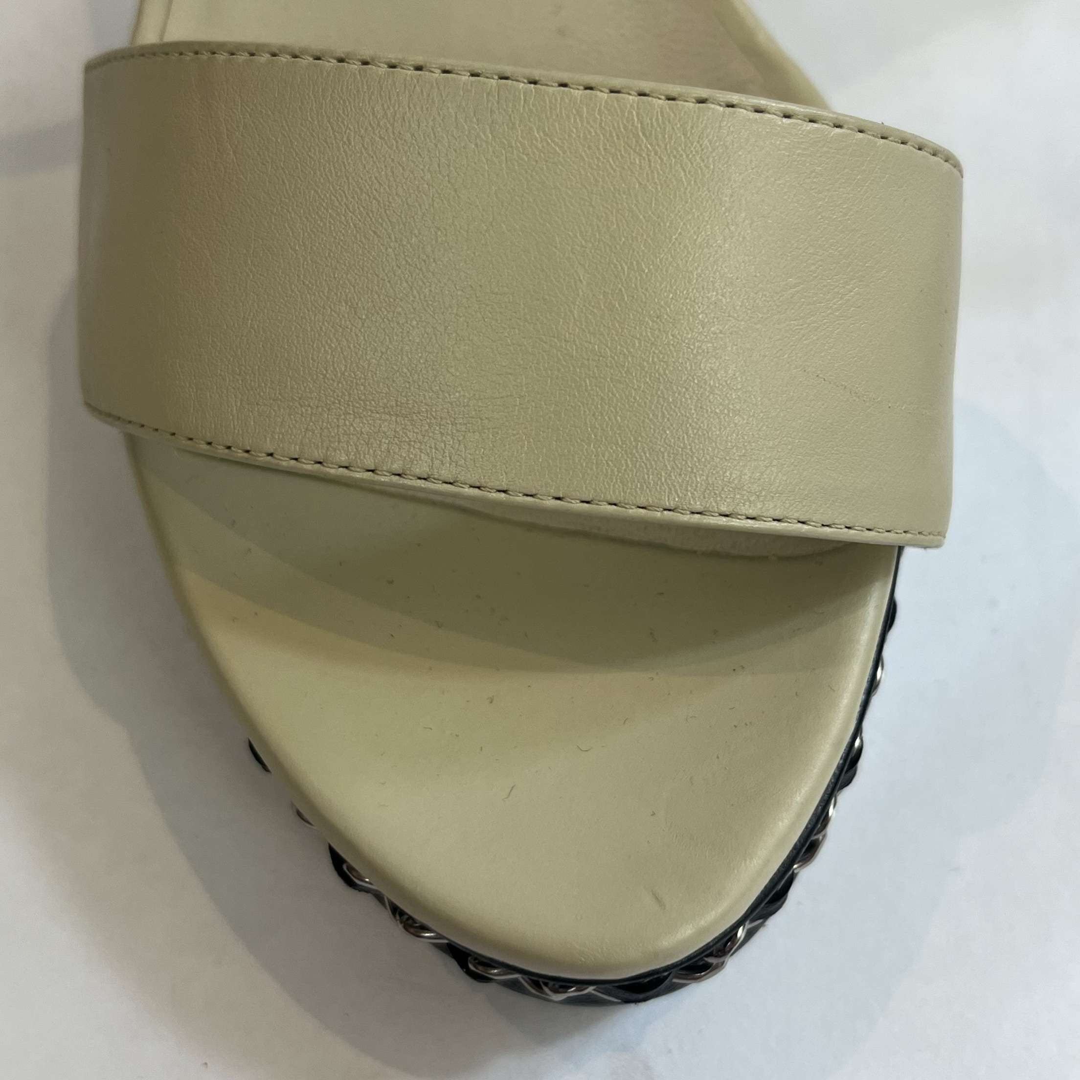 Chanel Cream Lambskin Chain Platform Sandals 38