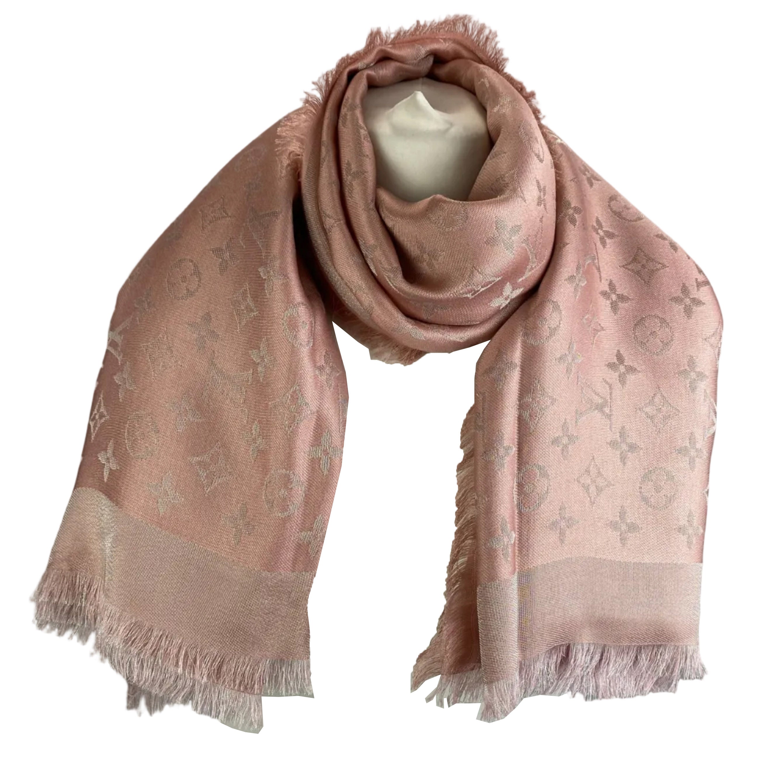 Louis Vuitton £475 Metallic Baby Pink Monogram Shawl