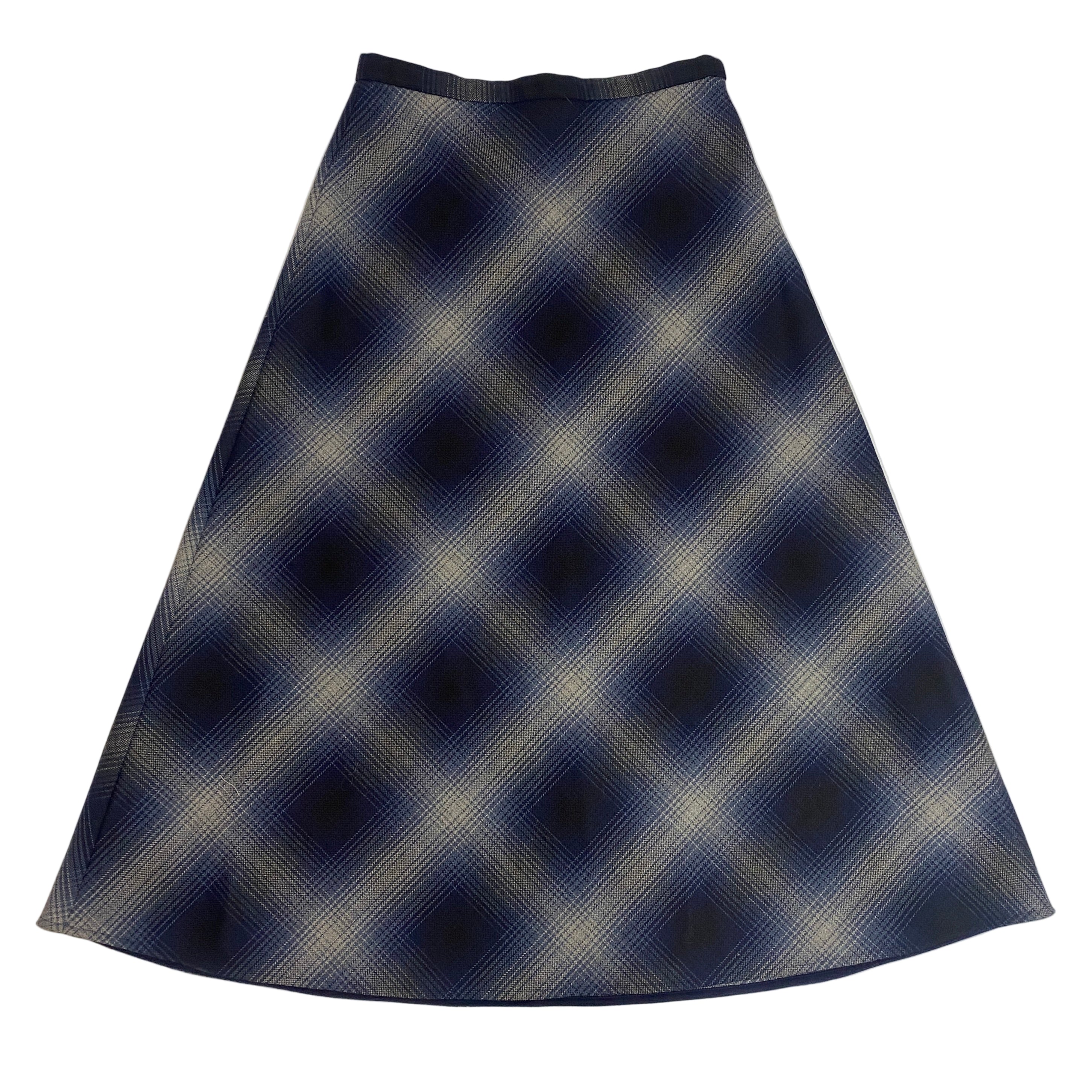 Christian Dior New £2000 Navy & Grey Virgin Wool Plaid Skirt S