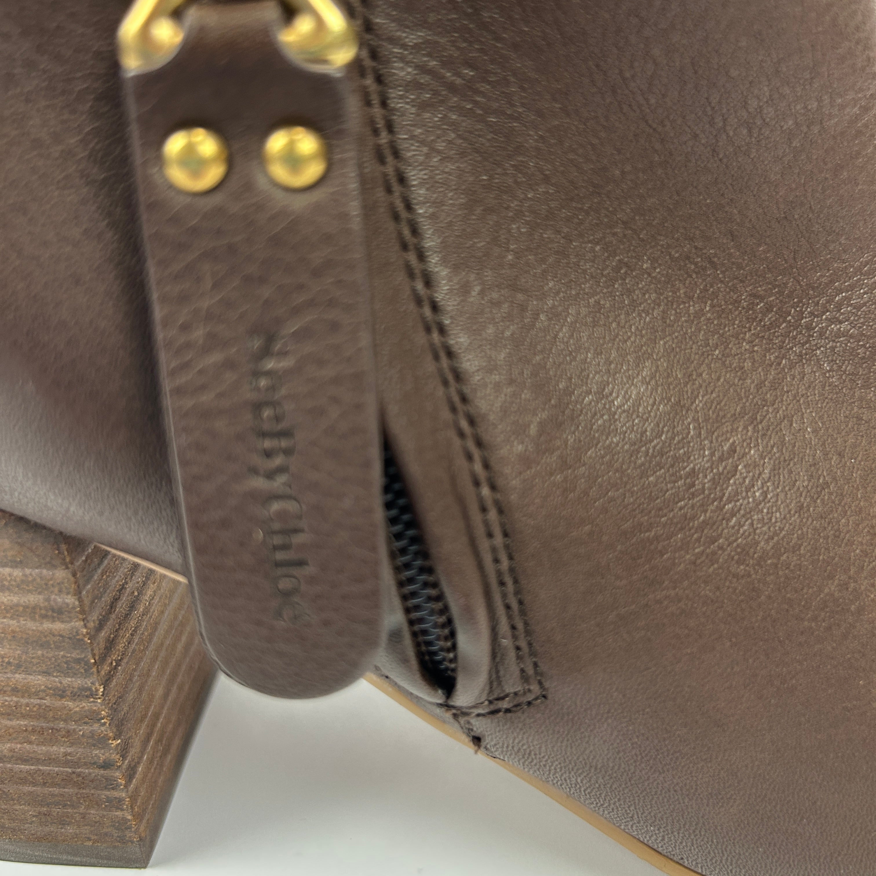 See By Chloe Chocolate Stack Heel Ankle Boots 36