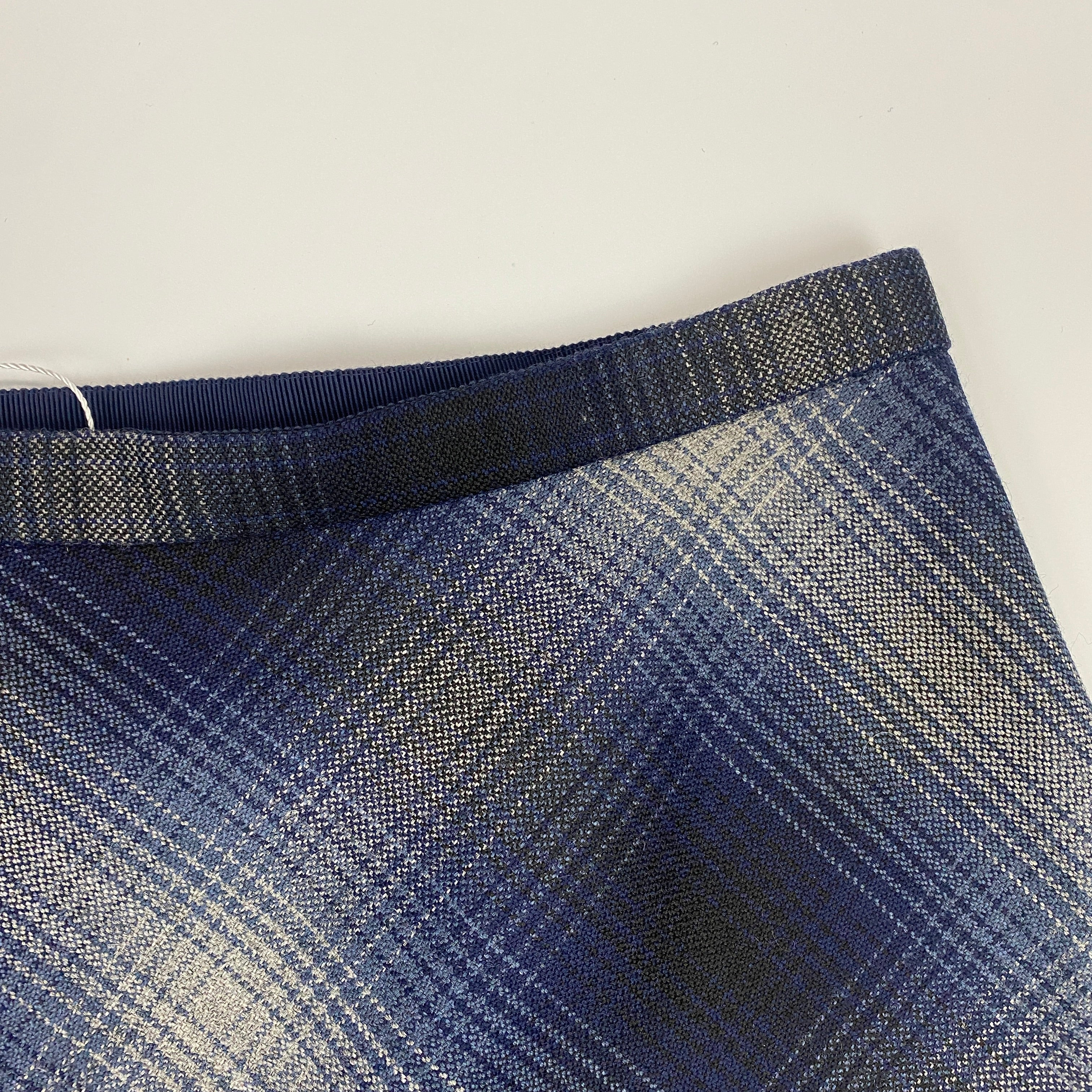 Christian Dior New £2000 Navy & Grey Virgin Wool Plaid Skirt S