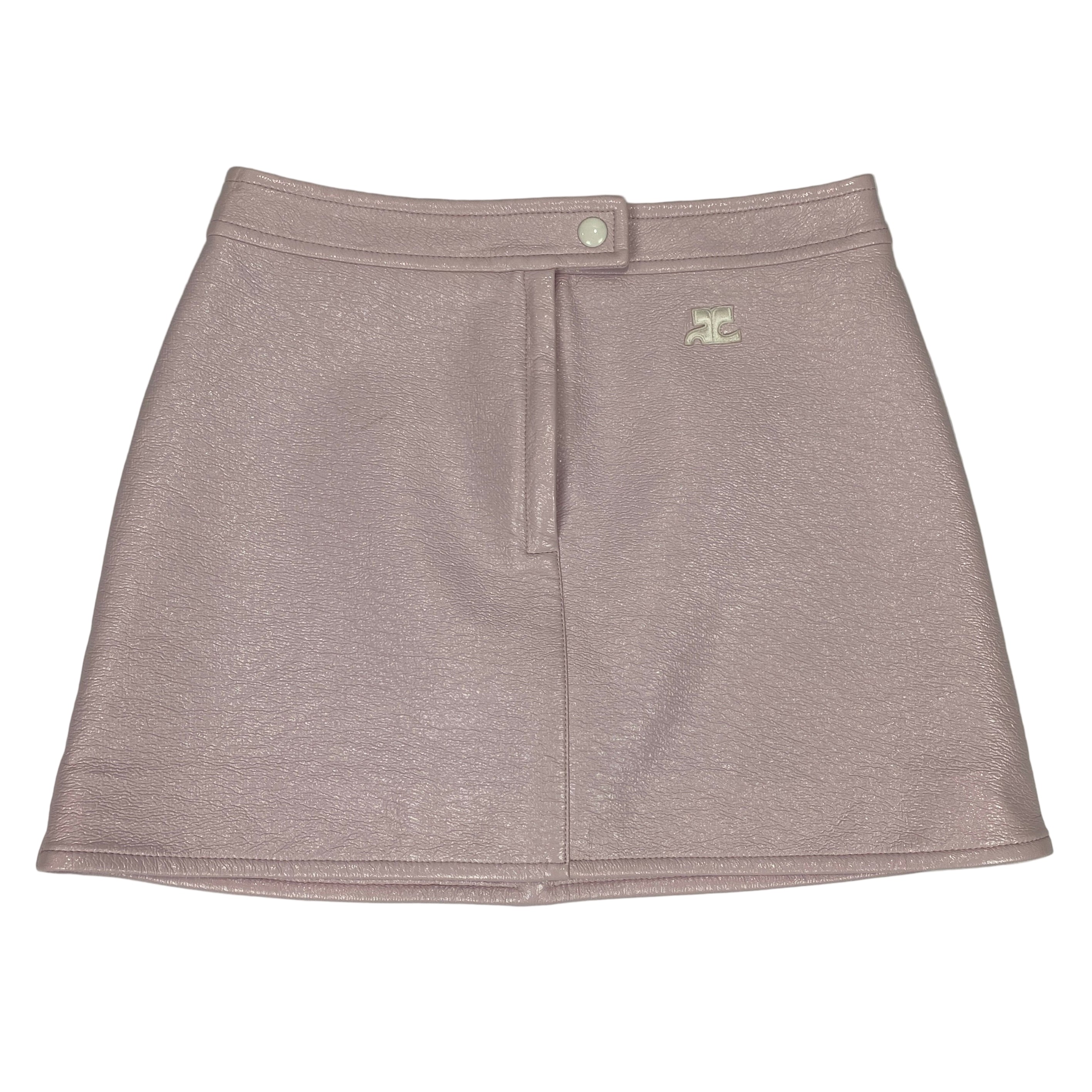 Courreges New £560 Pale Pink Wet Look Mini Skirt XS