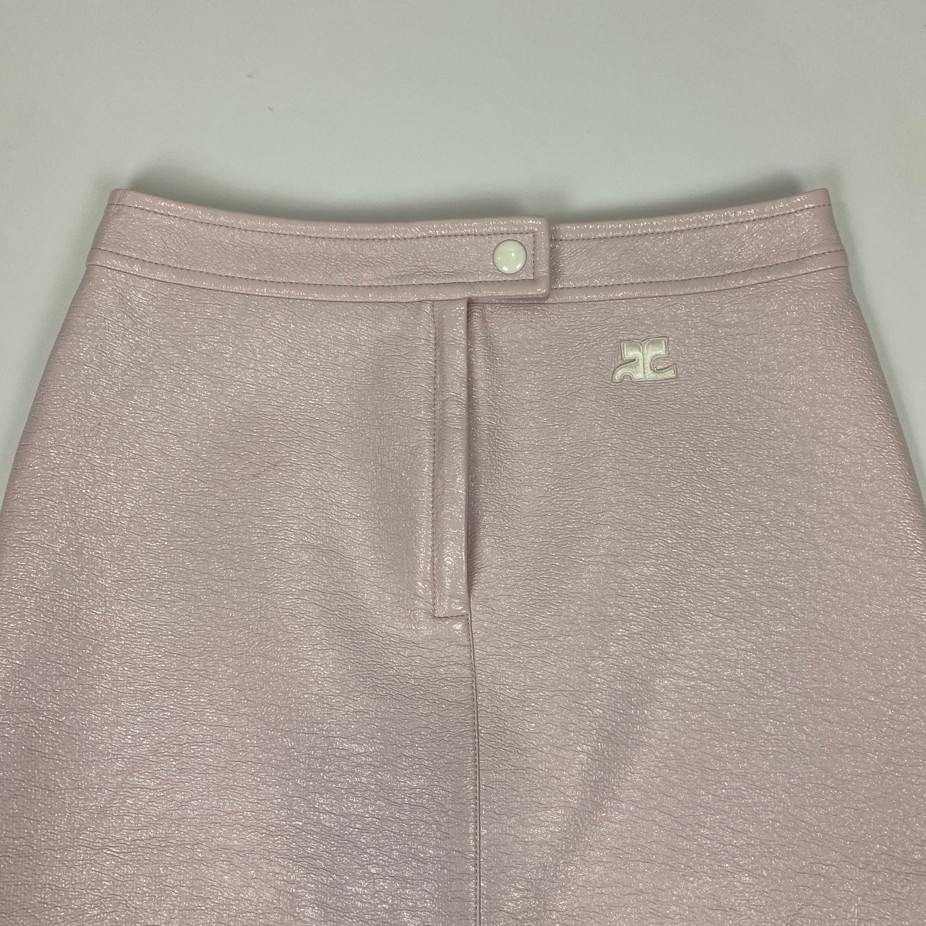 Courreges New £560 Pale Pink Wet Look Mini Skirt XS