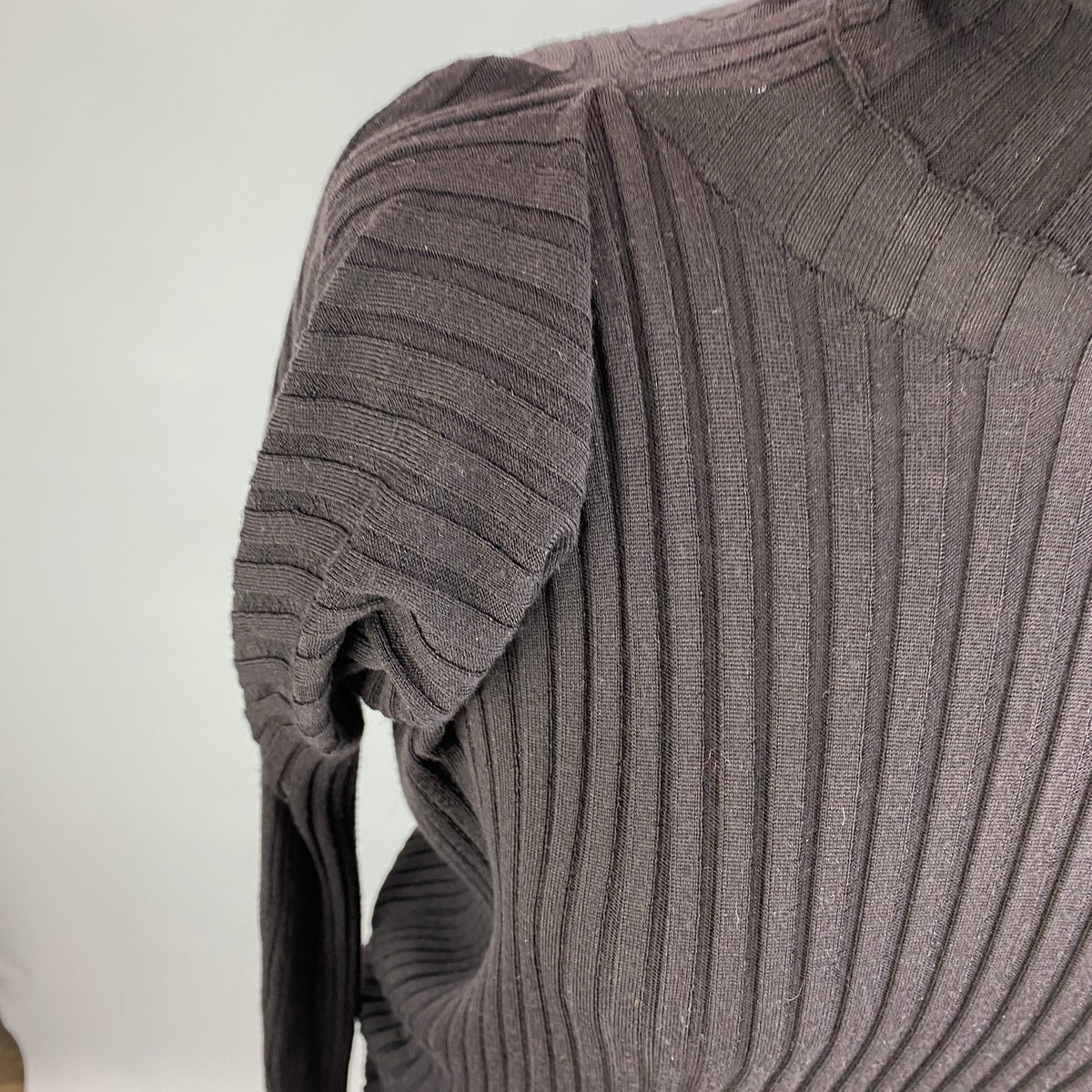 Bottega Veneta Espresso Wool Rib Knit Turtleneck Dress M