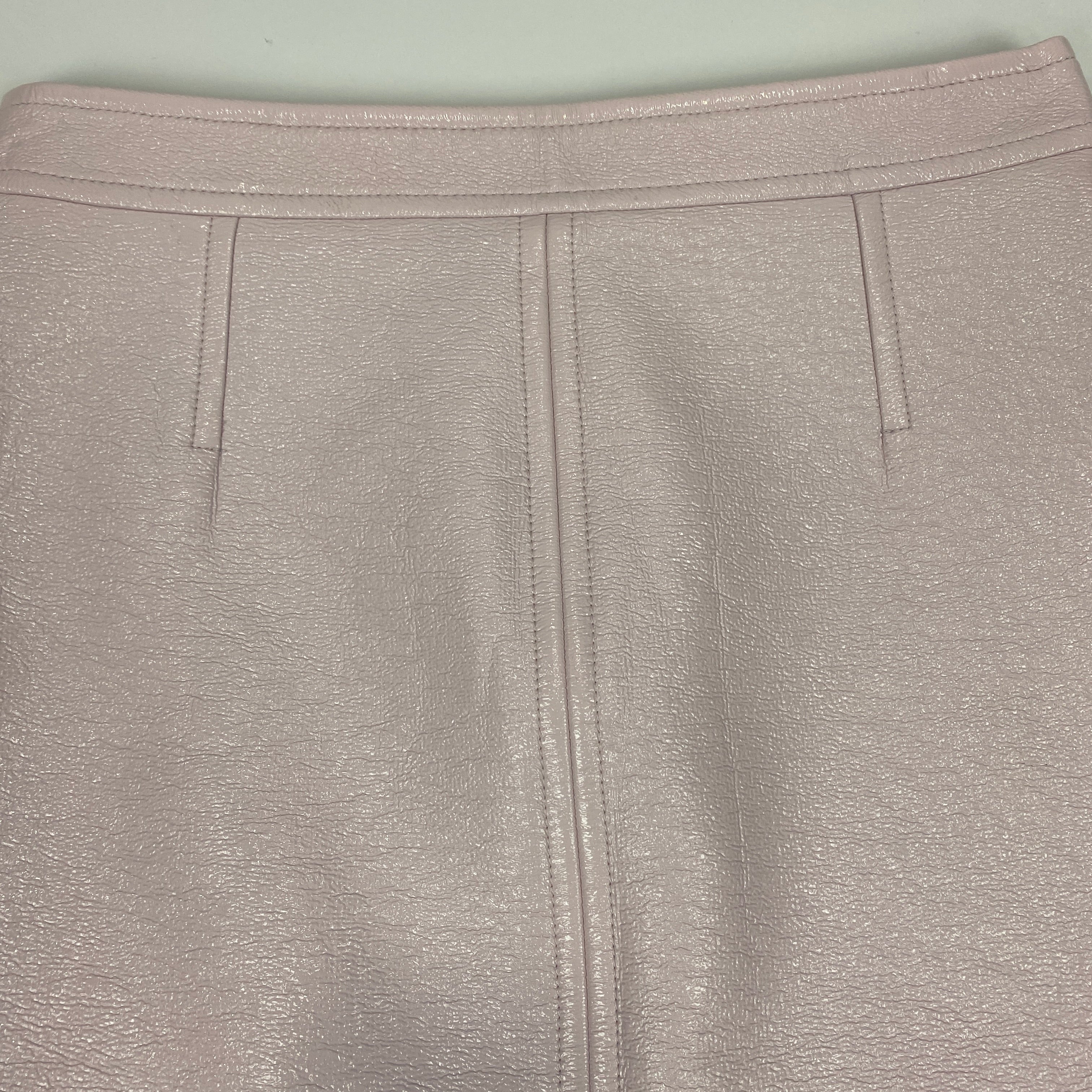 Courreges New £560 Pale Pink Wet Look Mini Skirt XS