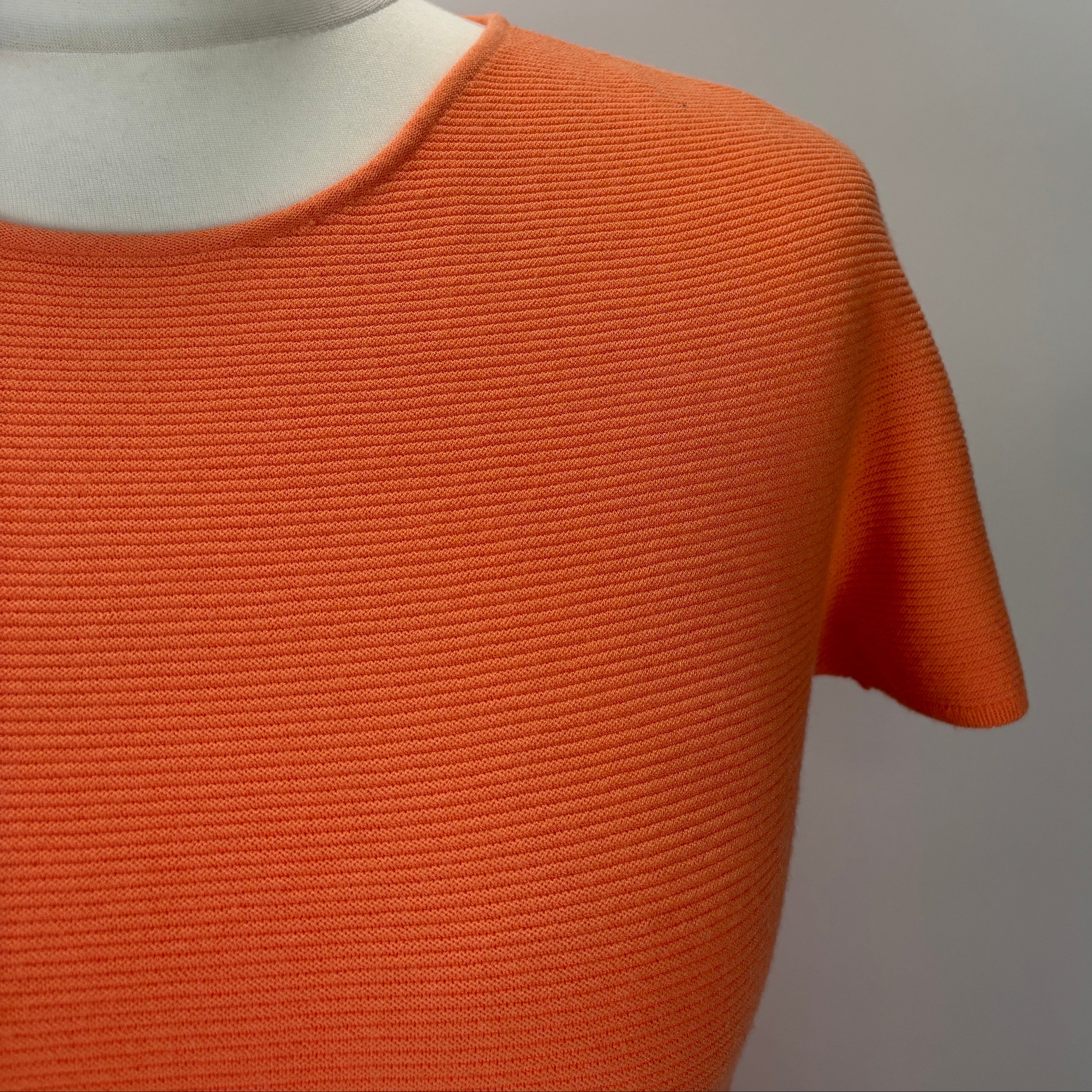 Giorgio Armani £420 Orange Horizontal Rib Knit Seamless Top M