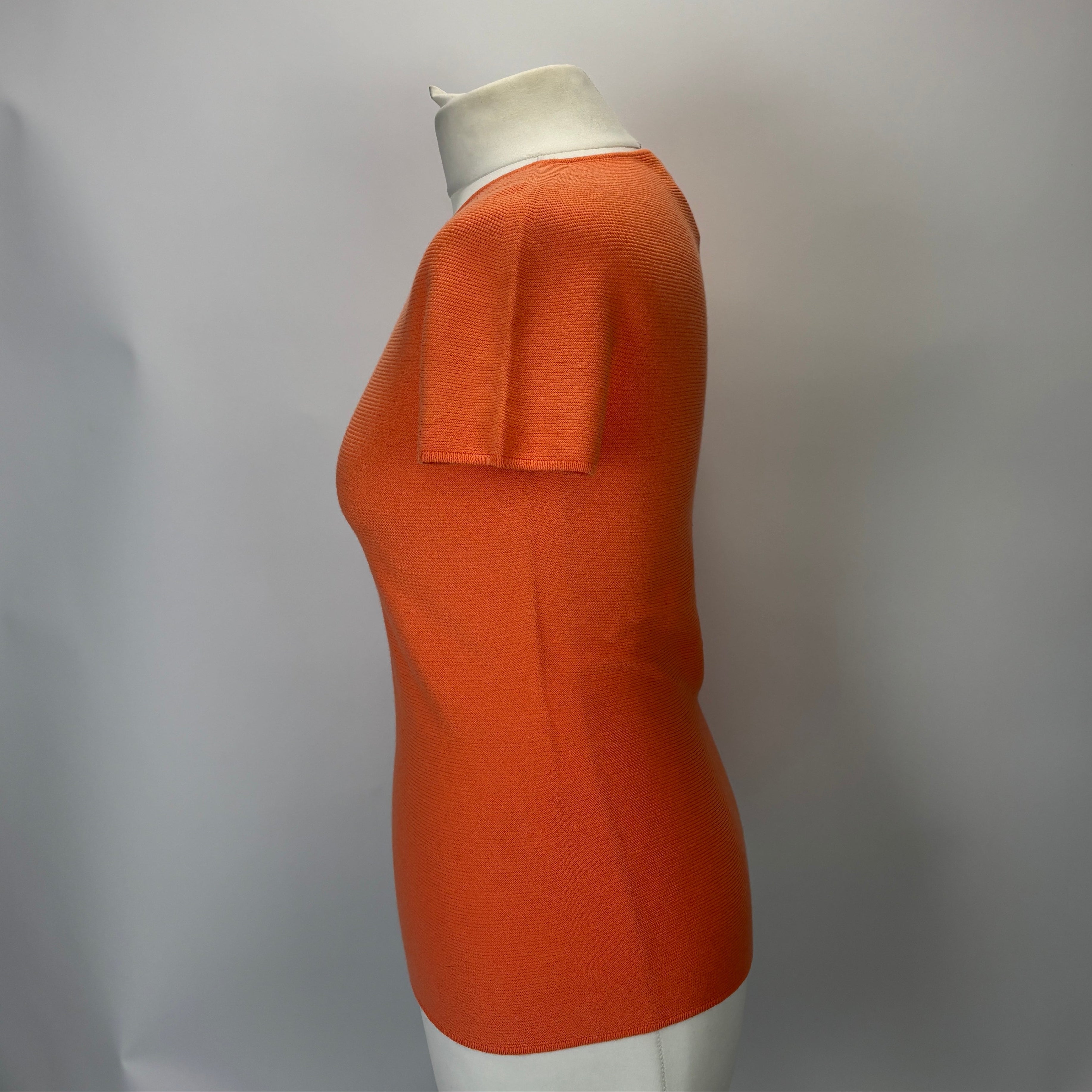 Giorgio Armani £420 Orange Horizontal Rib Knit Seamless Top M